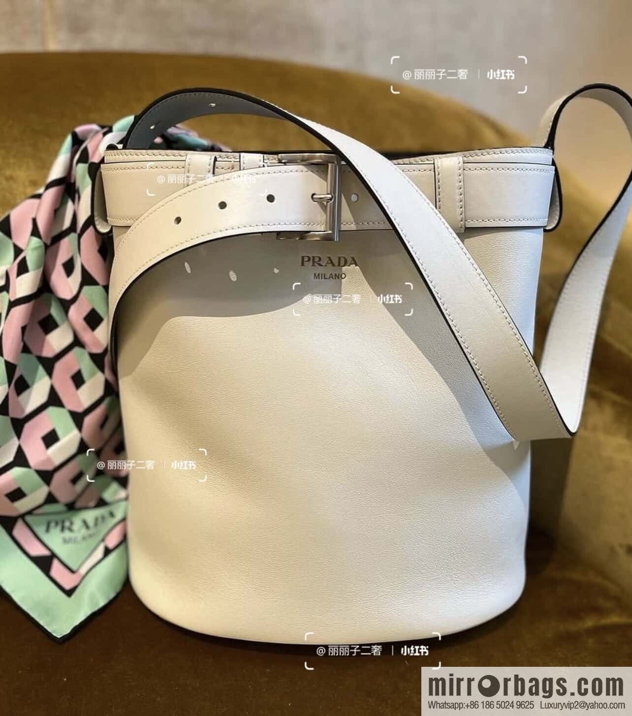 PRADA ๐ new bucket bag ๐ 1BE085 ๐๐ white