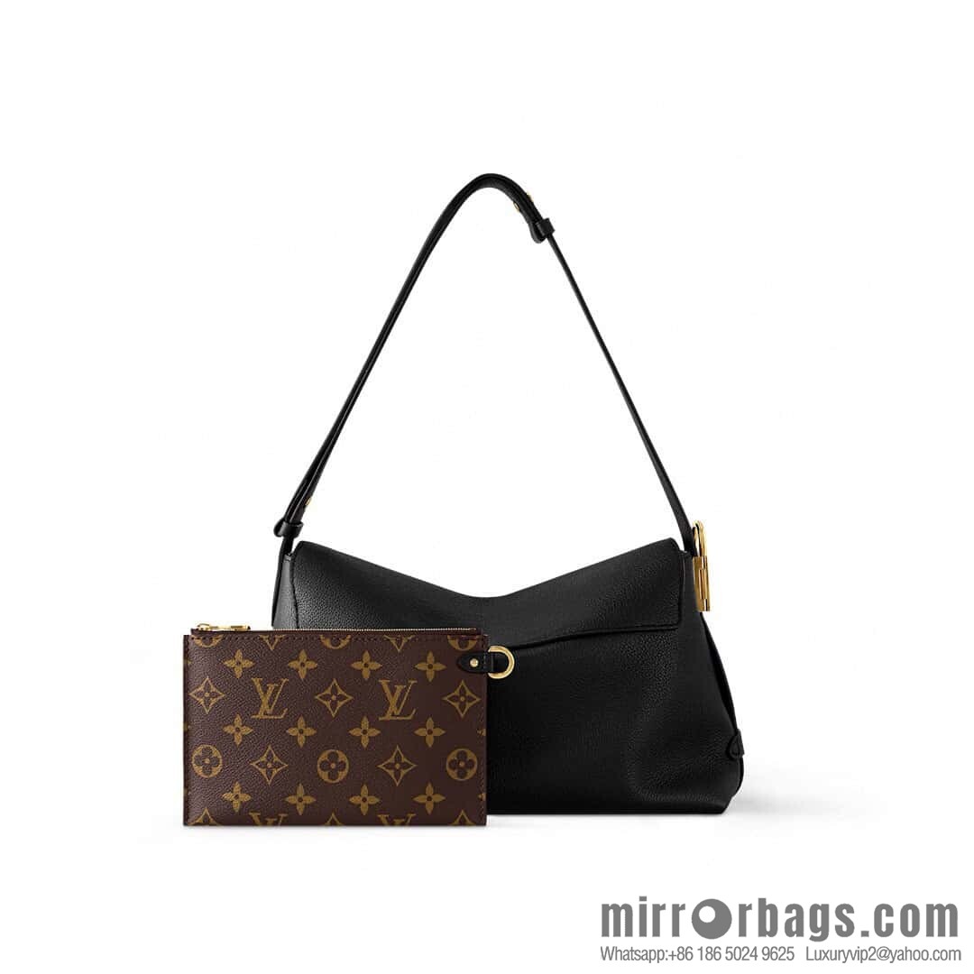 [Boutique‑grade] M13148 black M13151 brown, full leather shoulder bag Low Key Messenger handbag