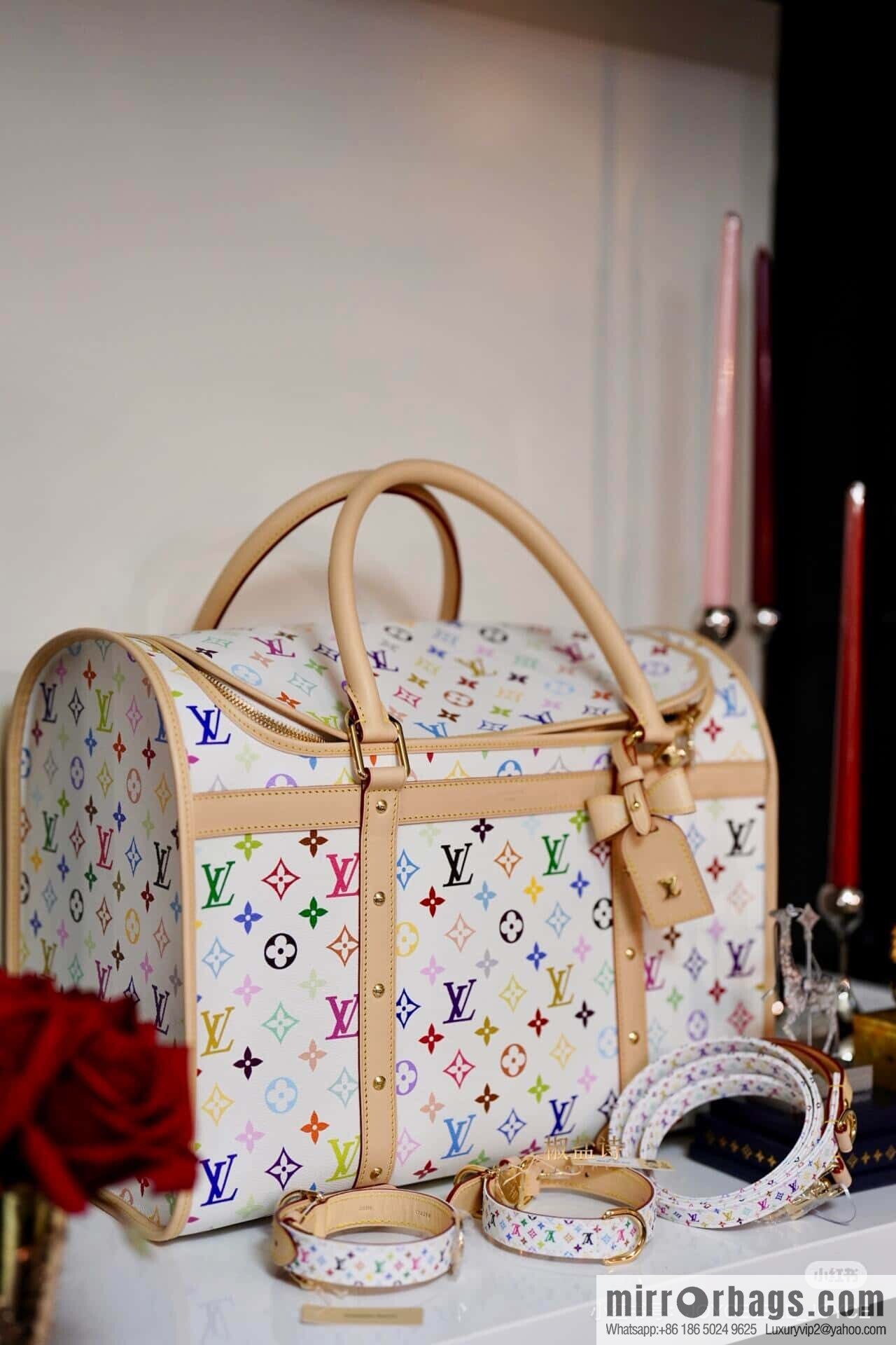 [Boutique‑grade] M13741 white color, pet bag LV XTM dog pet bag