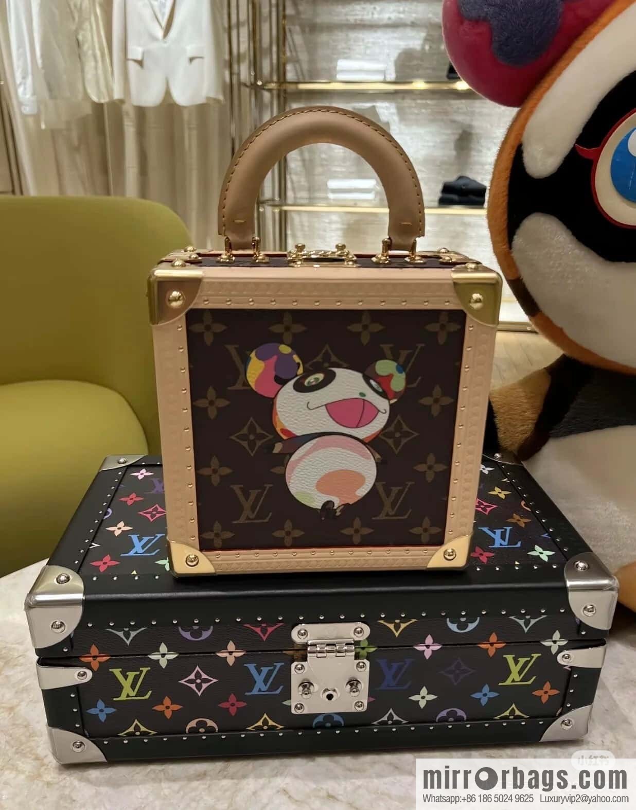 [Boutique‑grade] M13127 presbyopia silk screen printing, square box LV X Murakami LV x TM mini square suitcase