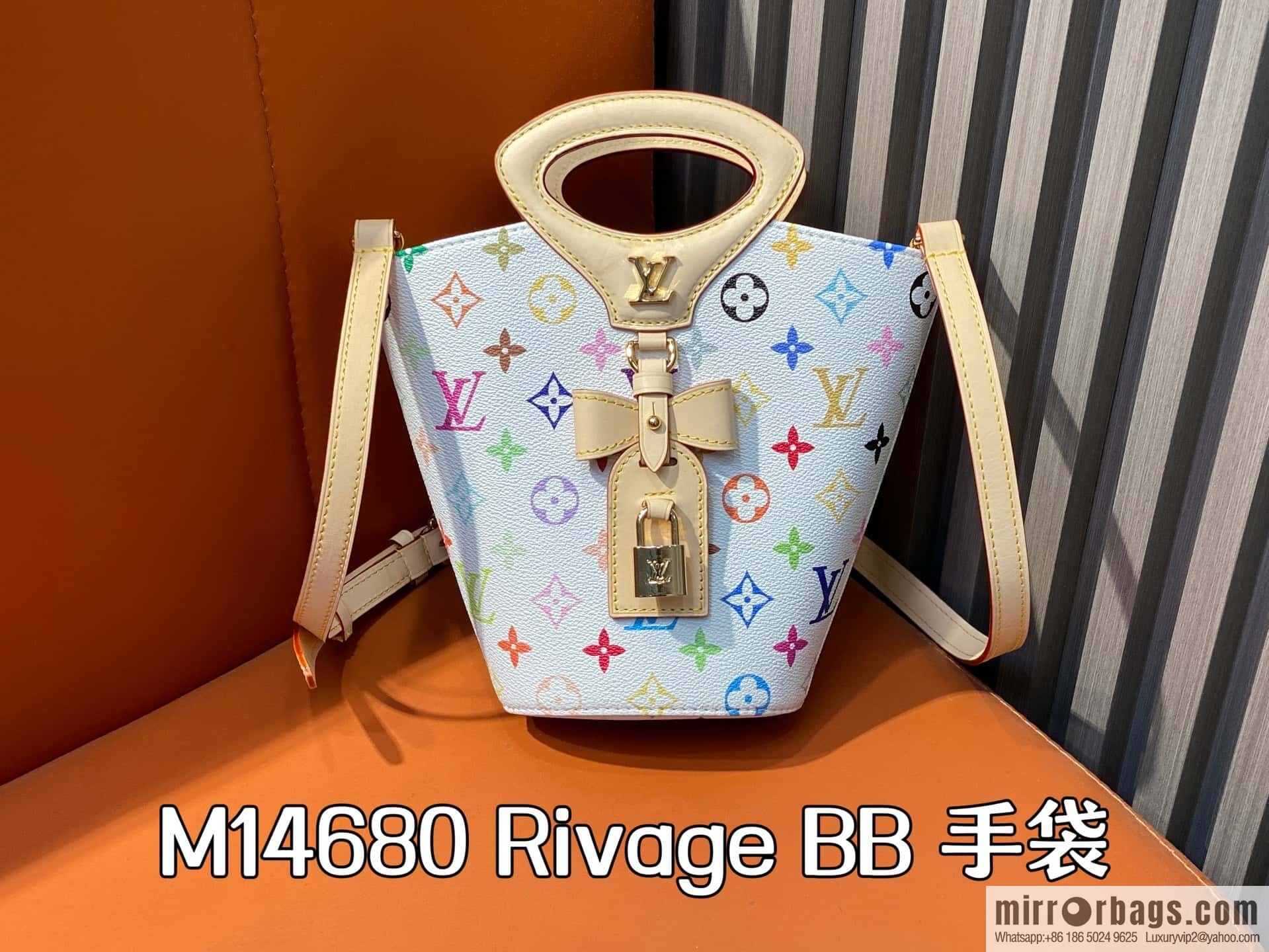 [Boutique‑grade] M14680 white color, bucket bag Rivage BB handbag 2025 spring and summer show