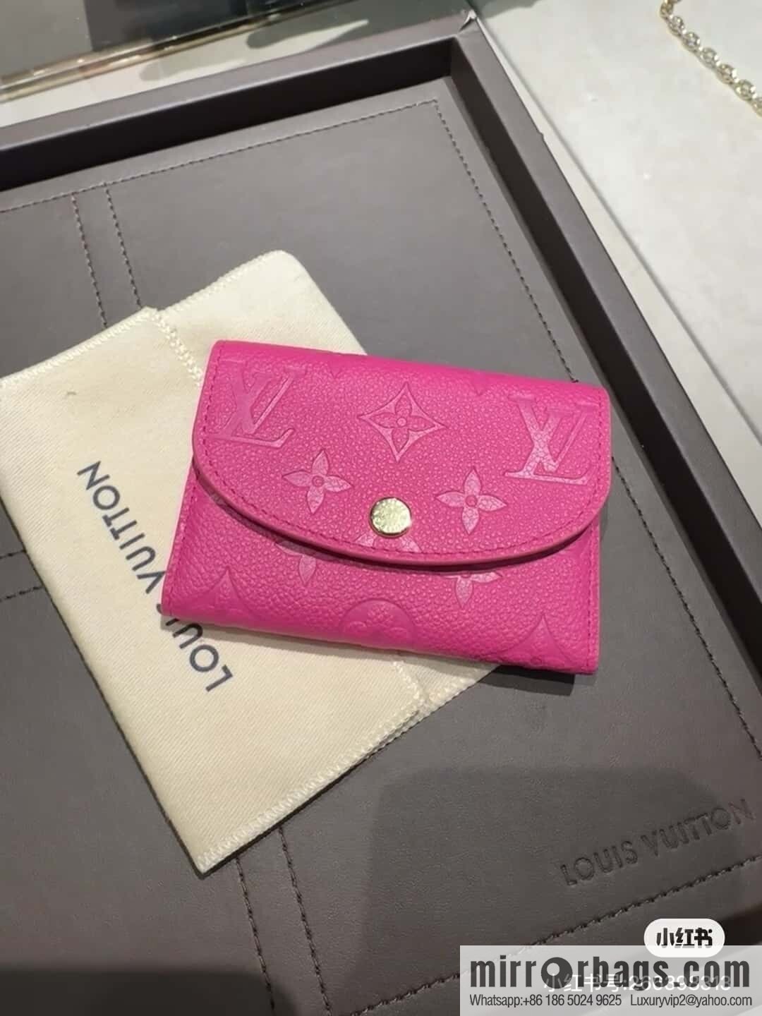 [Boutique‑grade] M14086 rose red and white, change bag wallet LV x TM Rosalie Coin Perth wallet