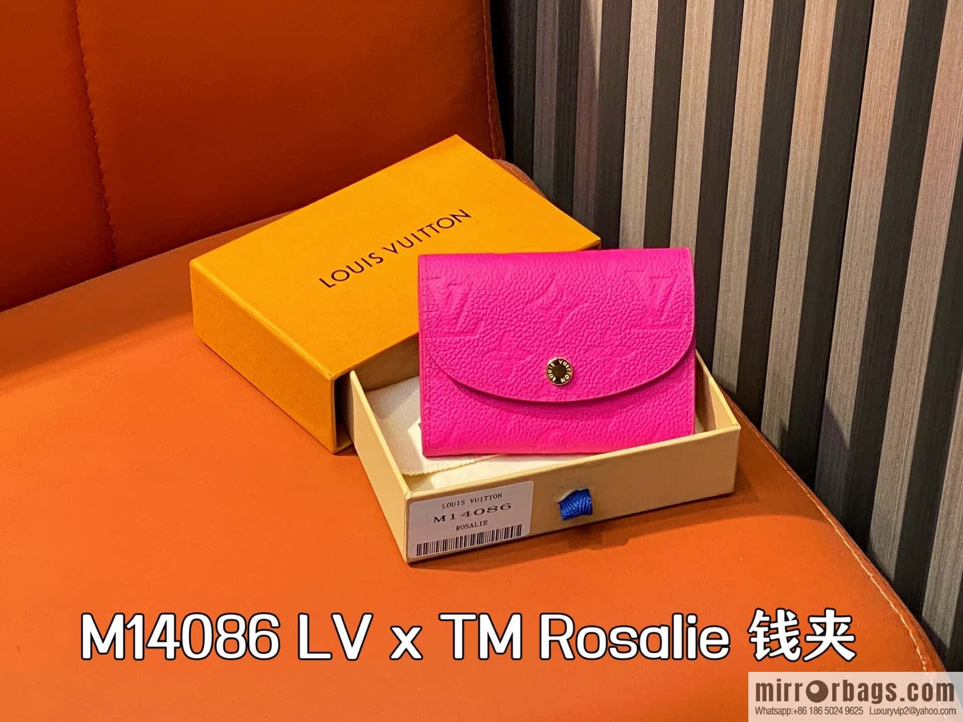 [Boutique‑grade] M14086 rose red and white, change bag wallet LV x TM Rosalie Coin Perth wallet