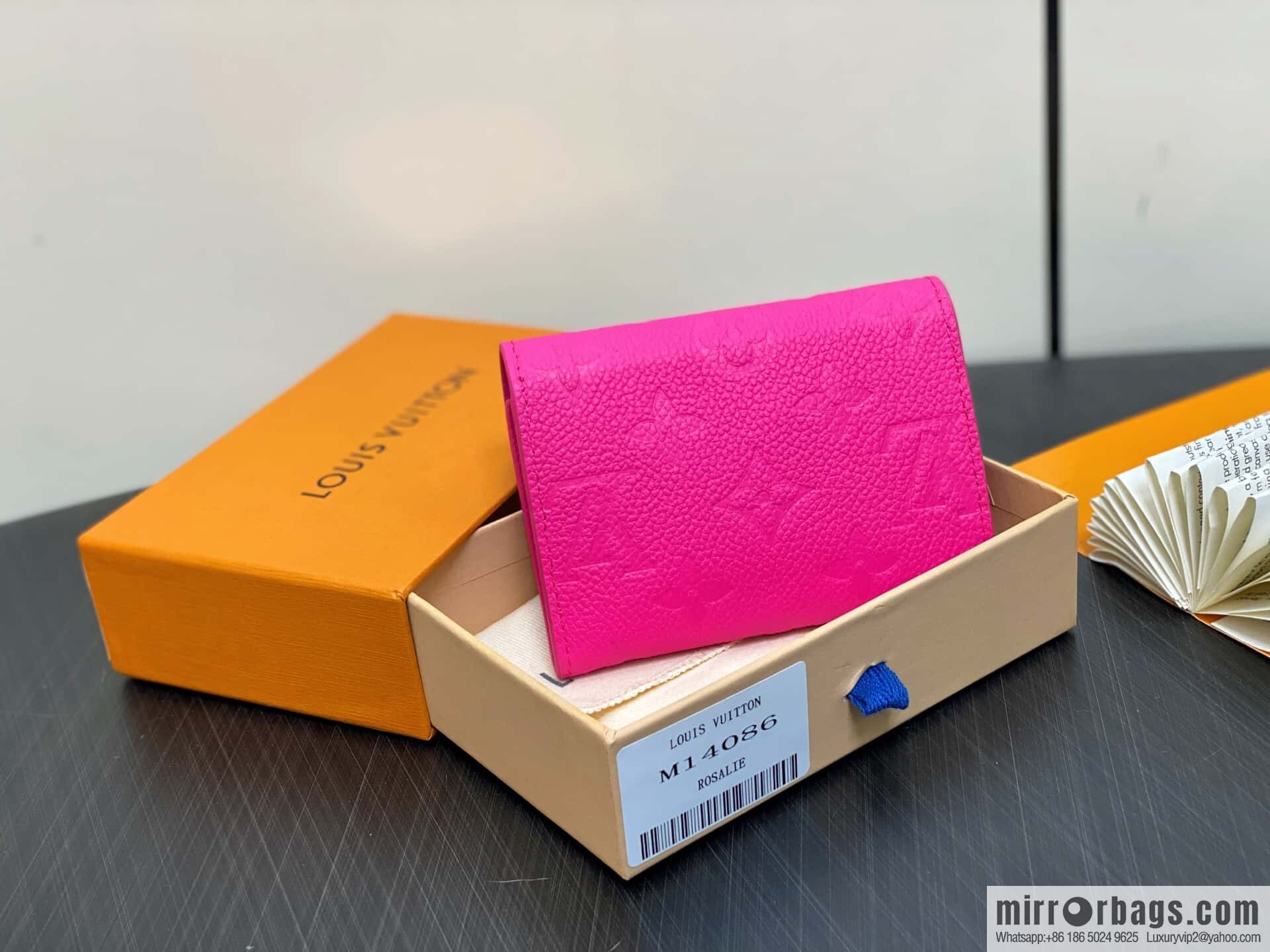 [Boutique‑grade] M14086 rose red and white, change bag wallet LV x TM Rosalie Coin Perth wallet