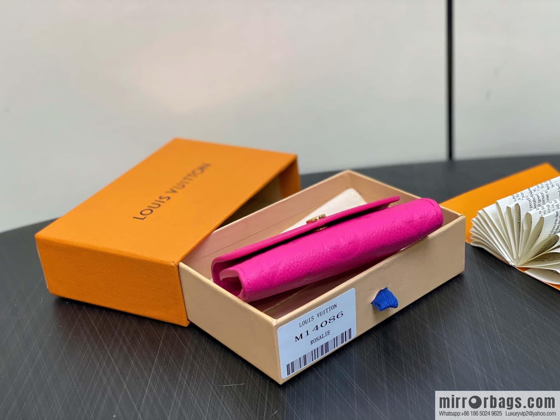 [Boutique‑grade] M14086 rose red and white, change bag wallet LV x TM Rosalie Coin Perth wallet