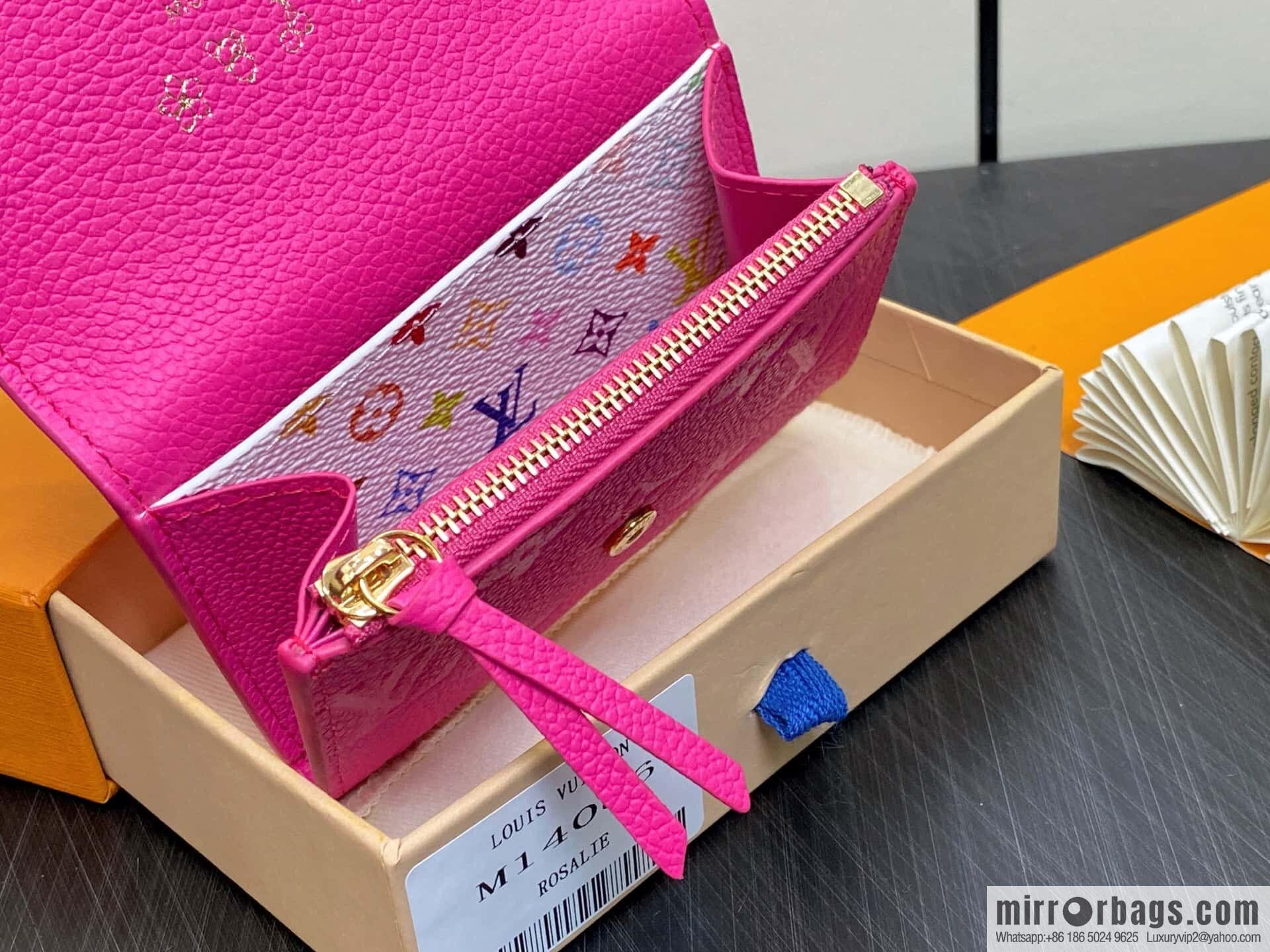 [Boutique‑grade] M14086 rose red and white, change bag wallet LV x TM Rosalie Coin Perth wallet
