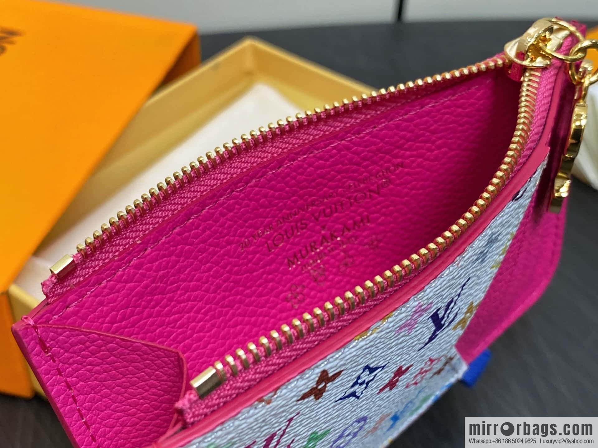 [Boutique‑grade] M14155 plum red white color, card bag, card clip wallet, the new LV x TM ROMY card clip of the season