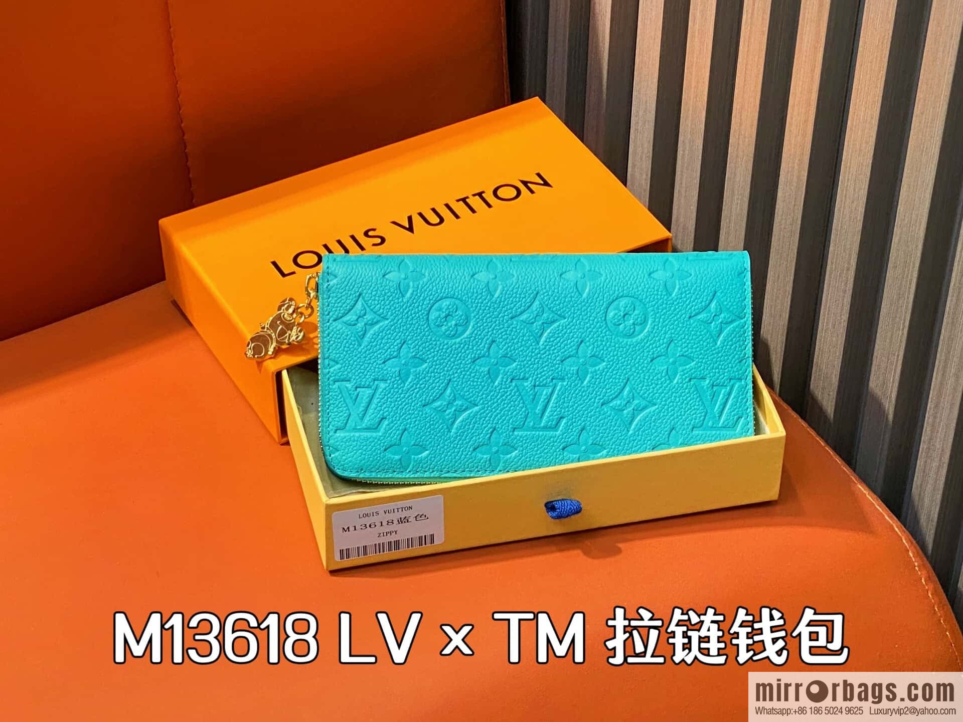 [Boutique‑grade] M13618 blue white color, single zipper wallet LV × TM zipper wallet