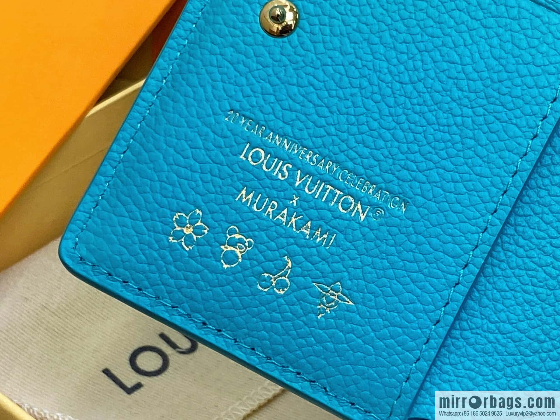 [Boutique‑grade] M13619 blue white color, two-fold zipper wallet LV x TM Portfolio Claire wallet