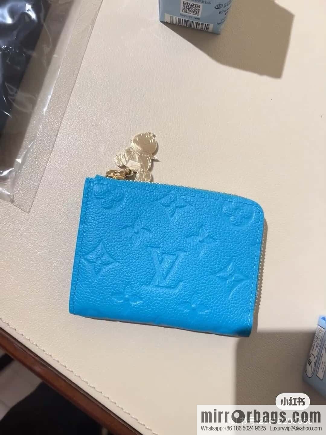 [Boutique‑grade] M13801 blue white color, change wallet LV x TM Portfolio Noah Compact wallet