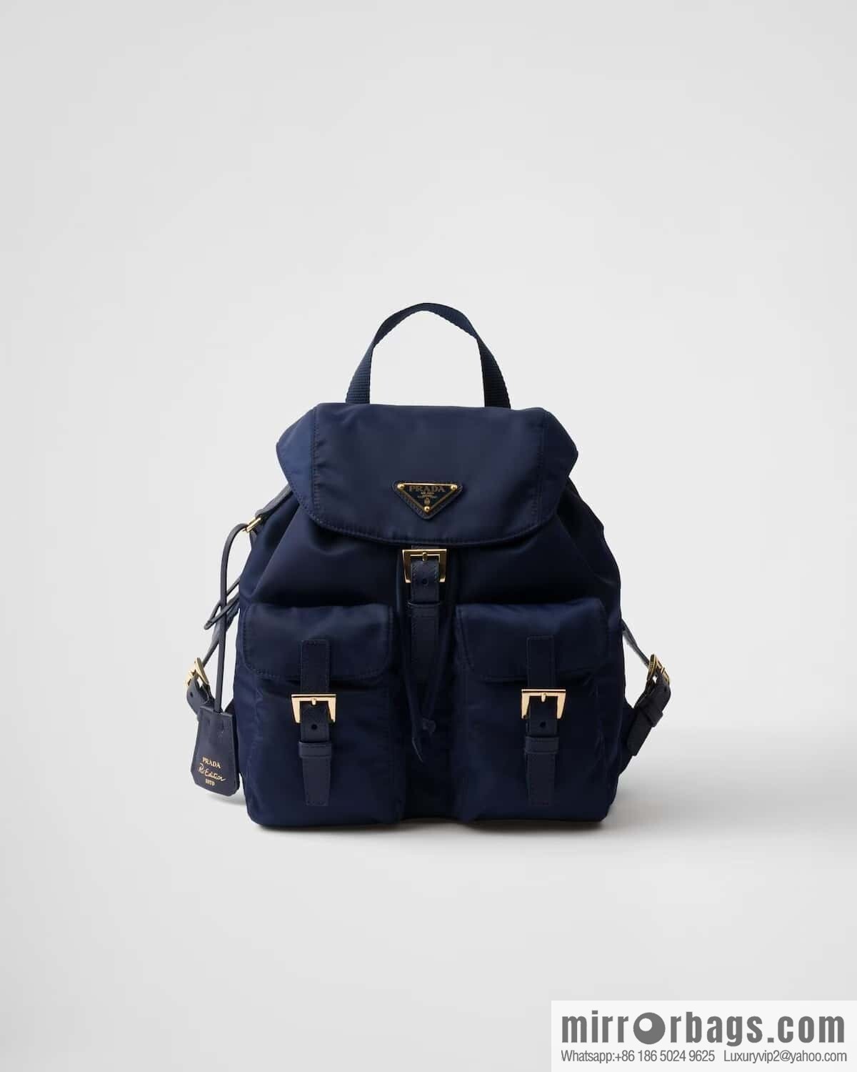 PRADA 🎉 Gold Buckle Classic Backpack 🎉 1BZ677 Gold Hardware 🎉🎉 Blue
