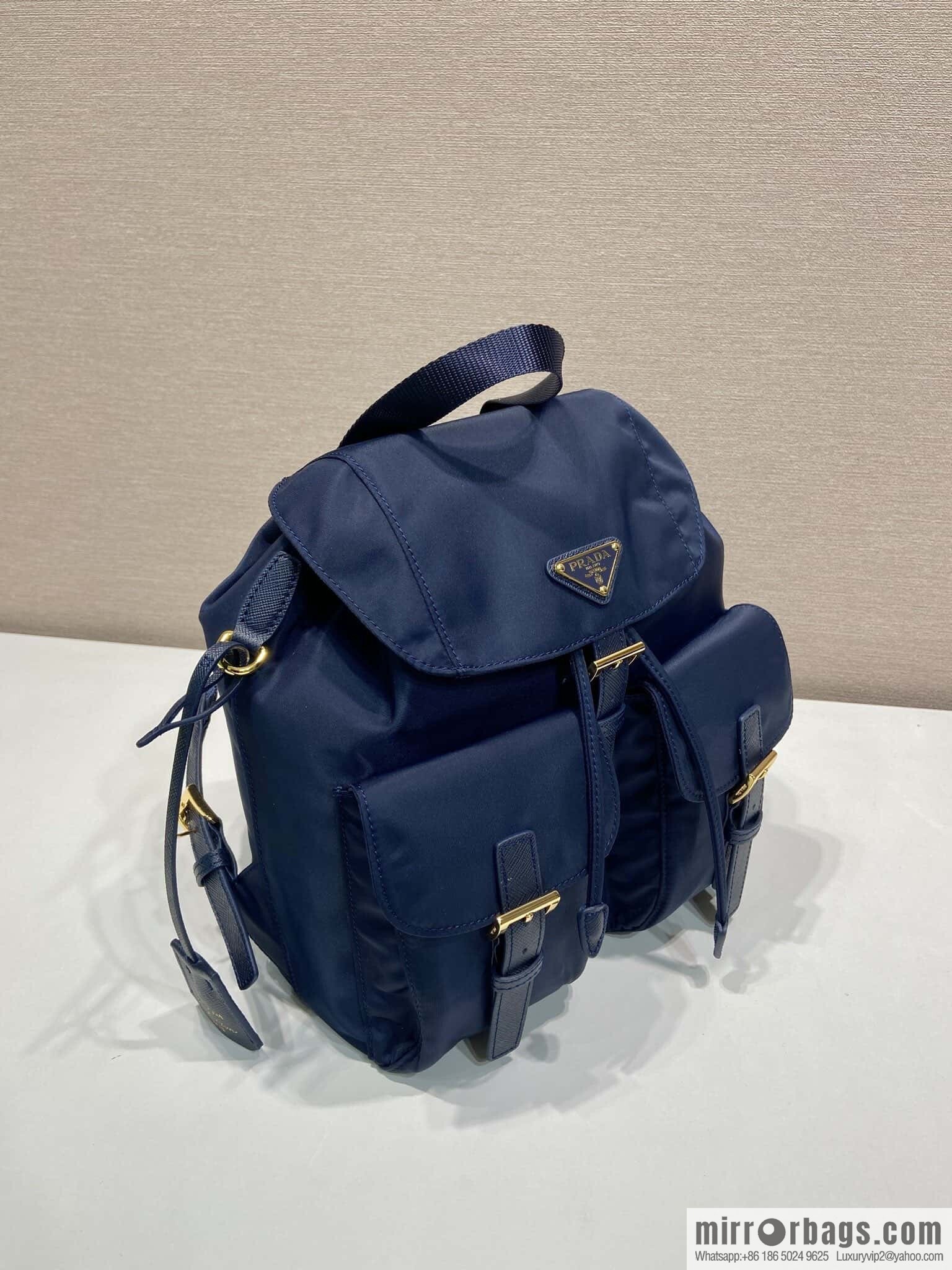 PRADA 🎉 Gold Buckle Classic Backpack 🎉 1BZ677 Gold Hardware 🎉🎉 Blue