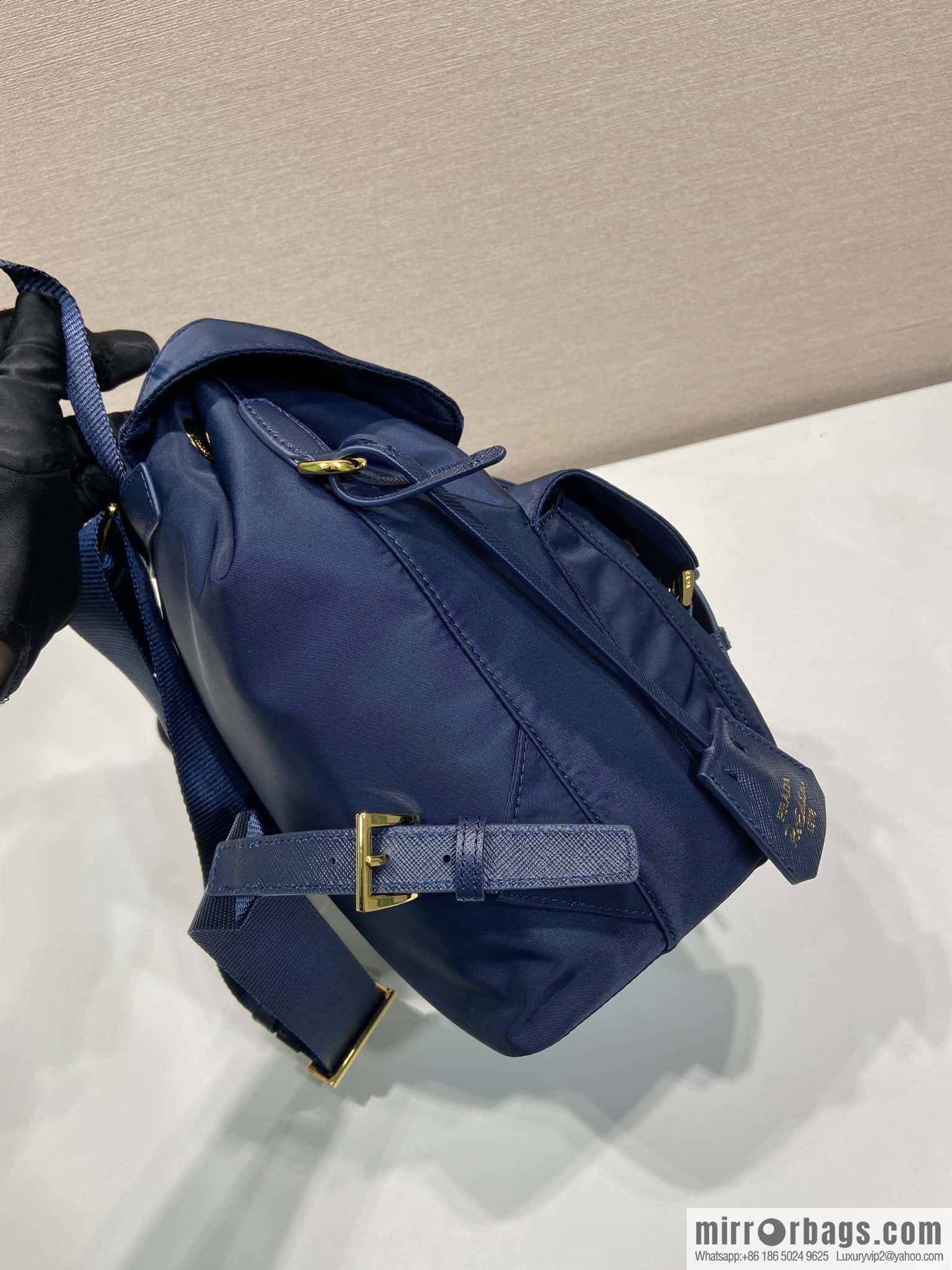 PRADA 🎉 Gold Buckle Classic Backpack 🎉 1BZ677 Gold Hardware 🎉🎉 Blue