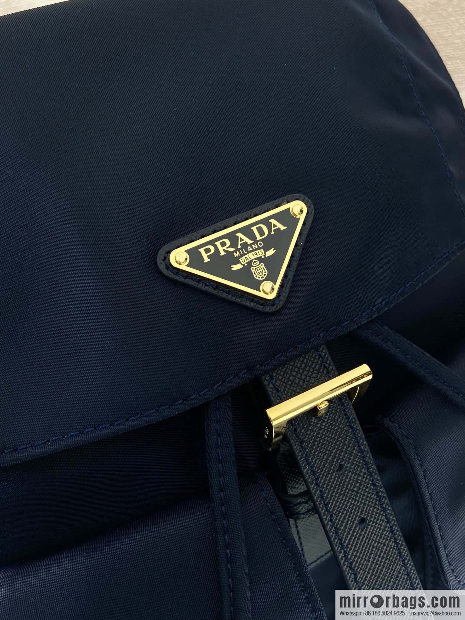 PRADA 🎉 Gold Buckle Classic Backpack 🎉 1BZ677 Gold Hardware 🎉🎉 Blue