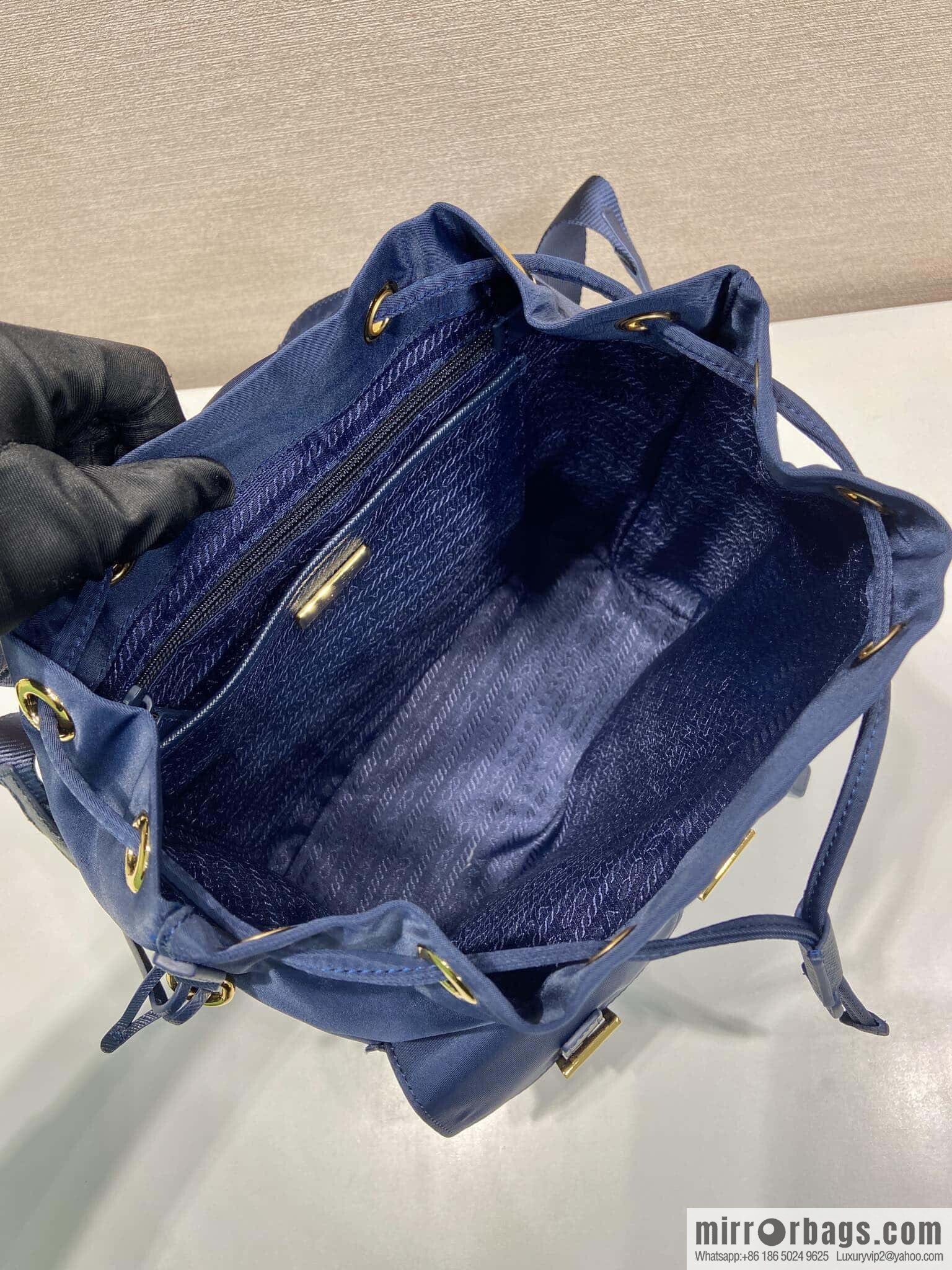 PRADA 🎉 Gold Buckle Classic Backpack 🎉 1BZ677 Gold Hardware 🎉🎉 Blue