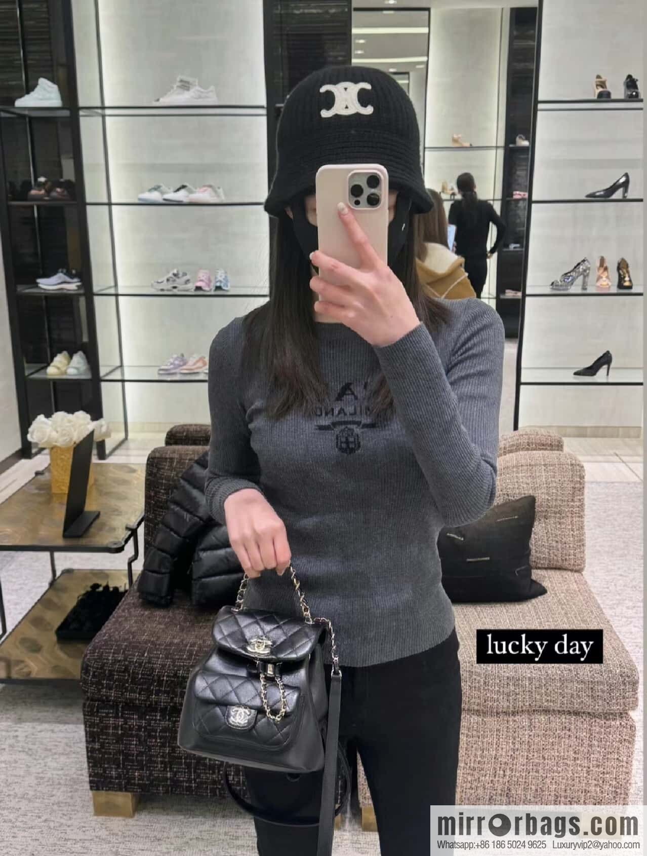 𝗖𝗛𝗔𝗘𝗡𝗟✦ 𝟐𝟒𝐩 new backpack, black AS2908