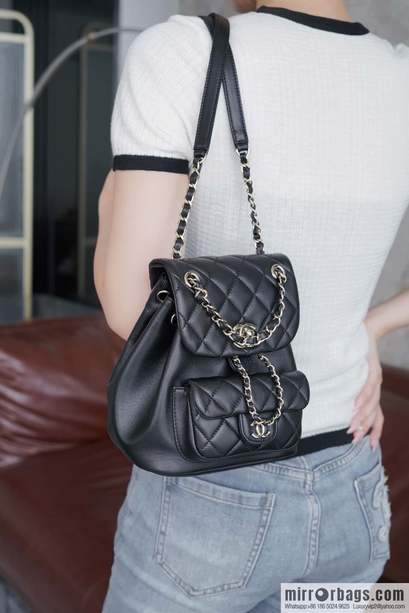 𝗖𝗛𝗔𝗘𝗡𝗟✦ 𝟐𝟒𝐩 new backpack, black AS2908