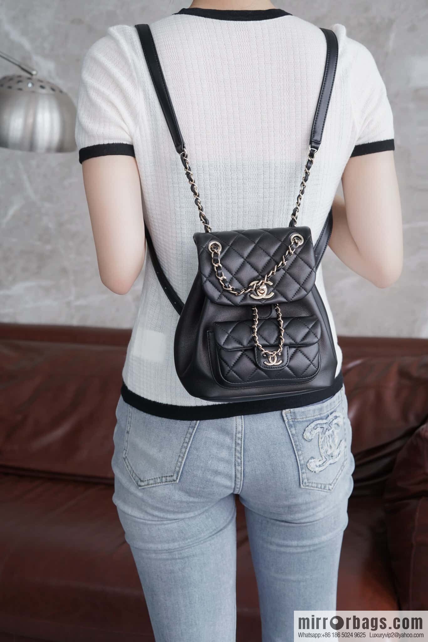 𝗖𝗛𝗔𝗘𝗡𝗟✦ 𝟐𝟒𝐩 new backpack, black AS2908