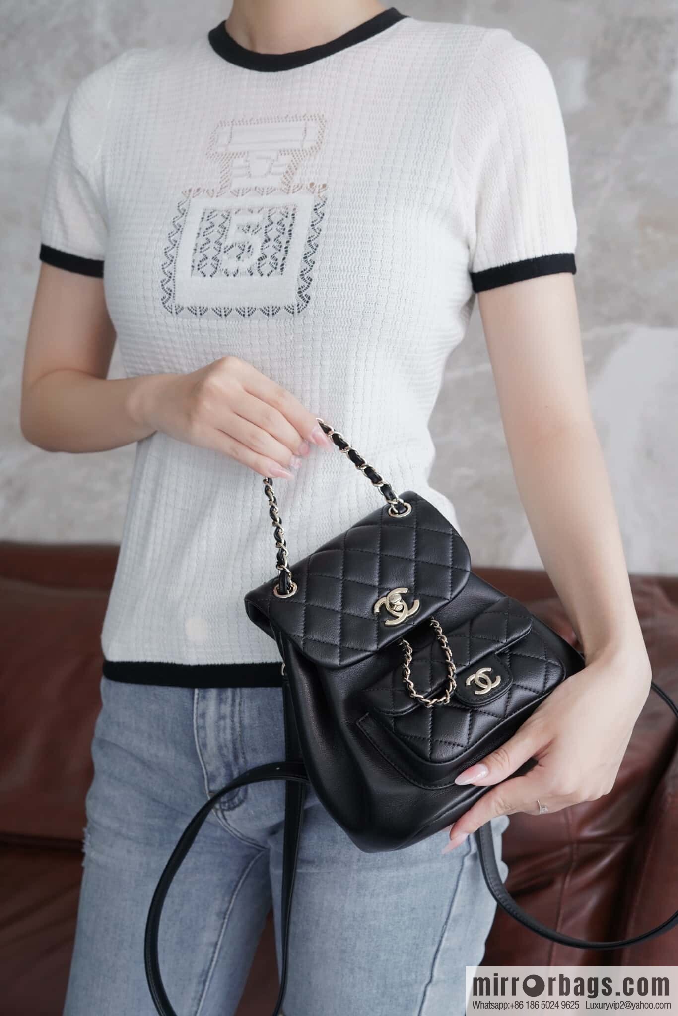 𝗖𝗛𝗔𝗘𝗡𝗟✦ 𝟐𝟒𝐩 new backpack, black AS2908