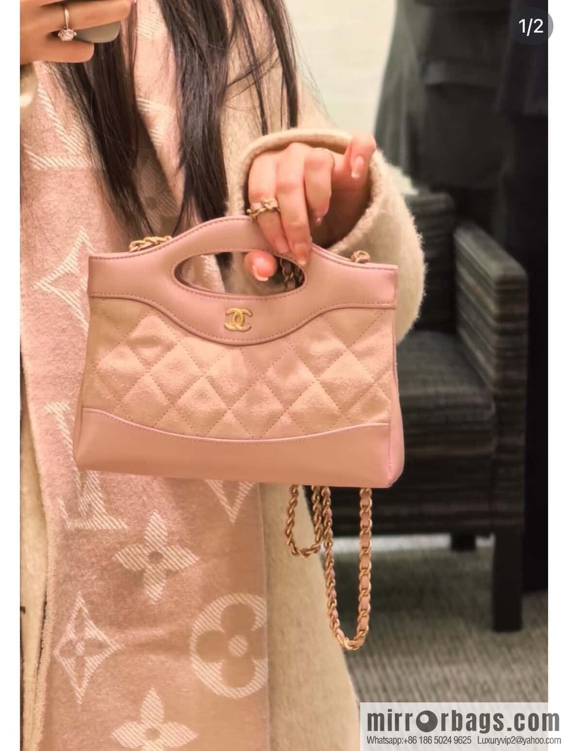 𝐂𝐡𝐚𝐧𝐞𝐥 𝟐𝟓𝐏 𝟑𝟏𝐛𝐚𝐠 𝐧𝐚𝐧𝐨 Suede Powder 🌸 AP3656