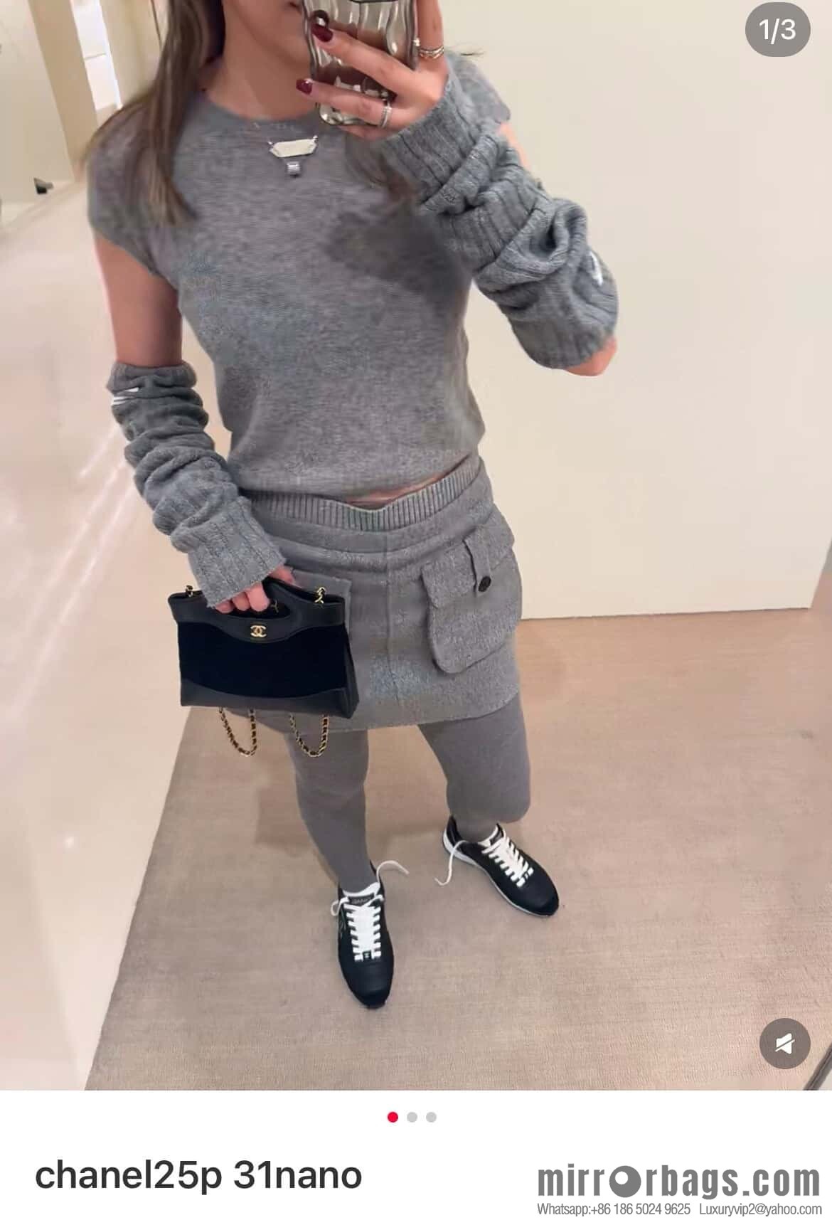 𝐂𝐡𝐚𝐧𝐞𝐥 𝟐𝟓𝐏 𝟑𝟏𝐛𝐚𝐠 𝐧𝐚𝐧𝐨 Suede Black 🖤 AP3656