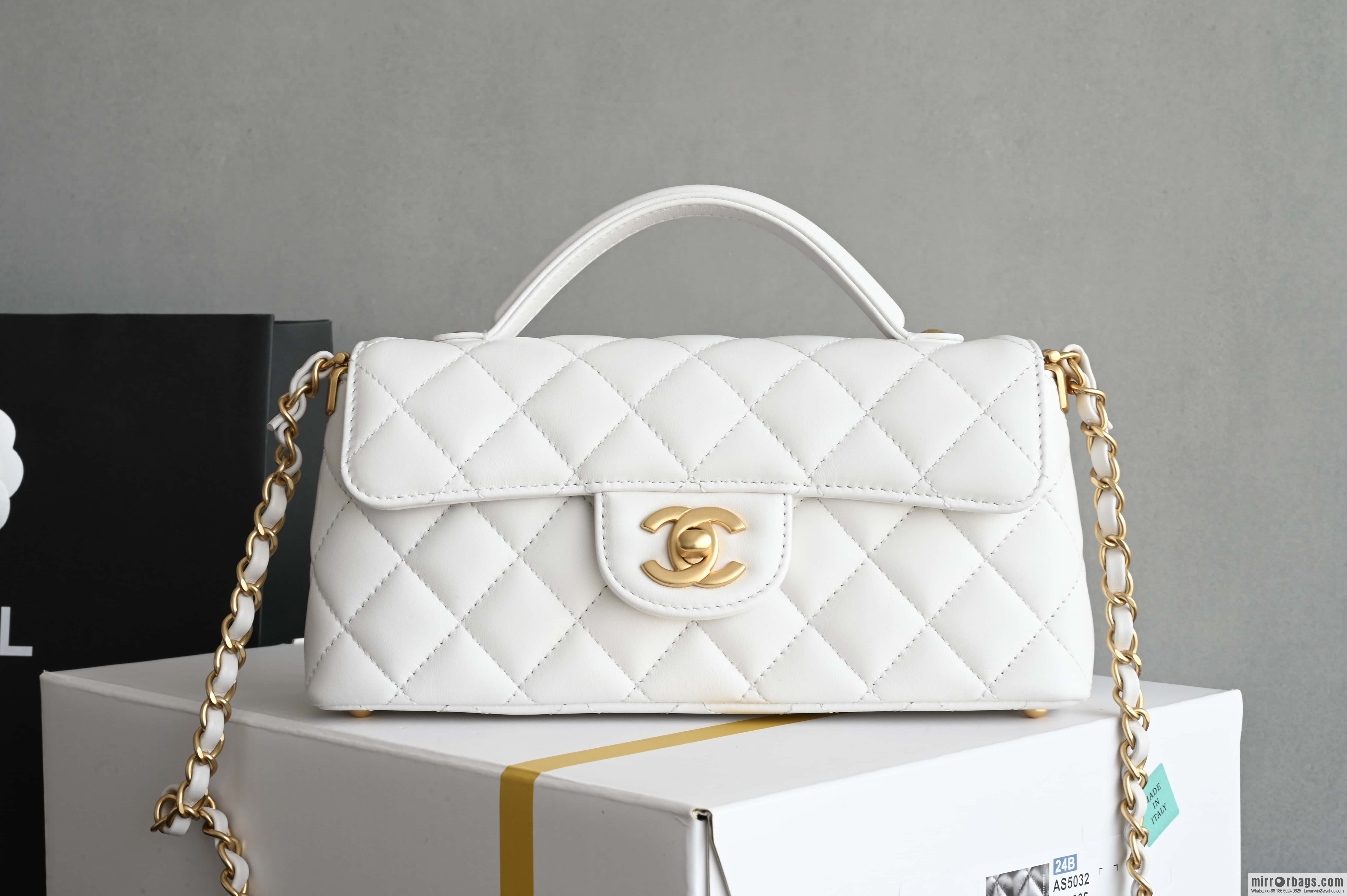 CHANEL 25P Handle Kelly Horizontal S AS5354 White