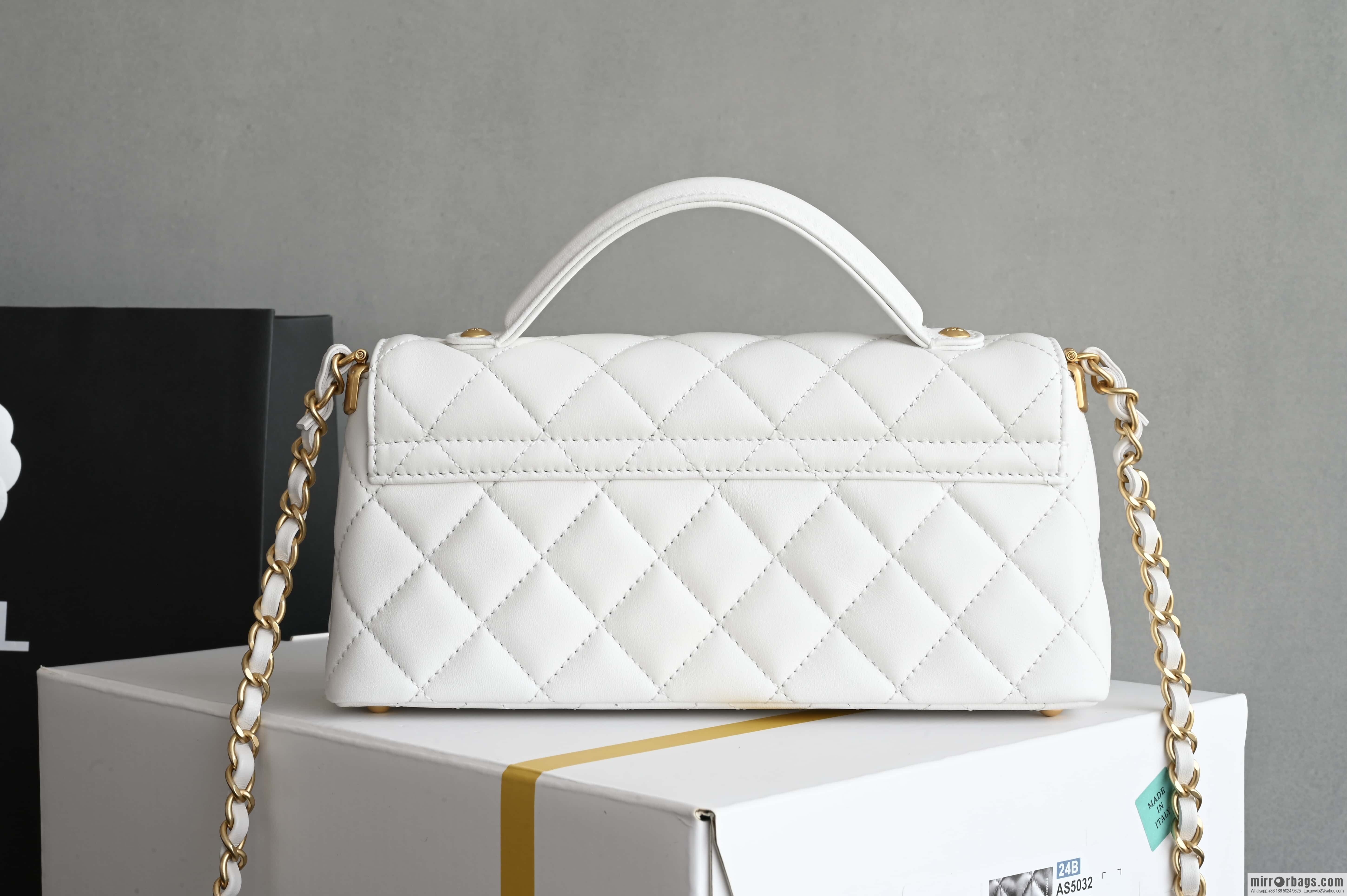 CHANEL 25P Handle Kelly Horizontal S AS5354 White