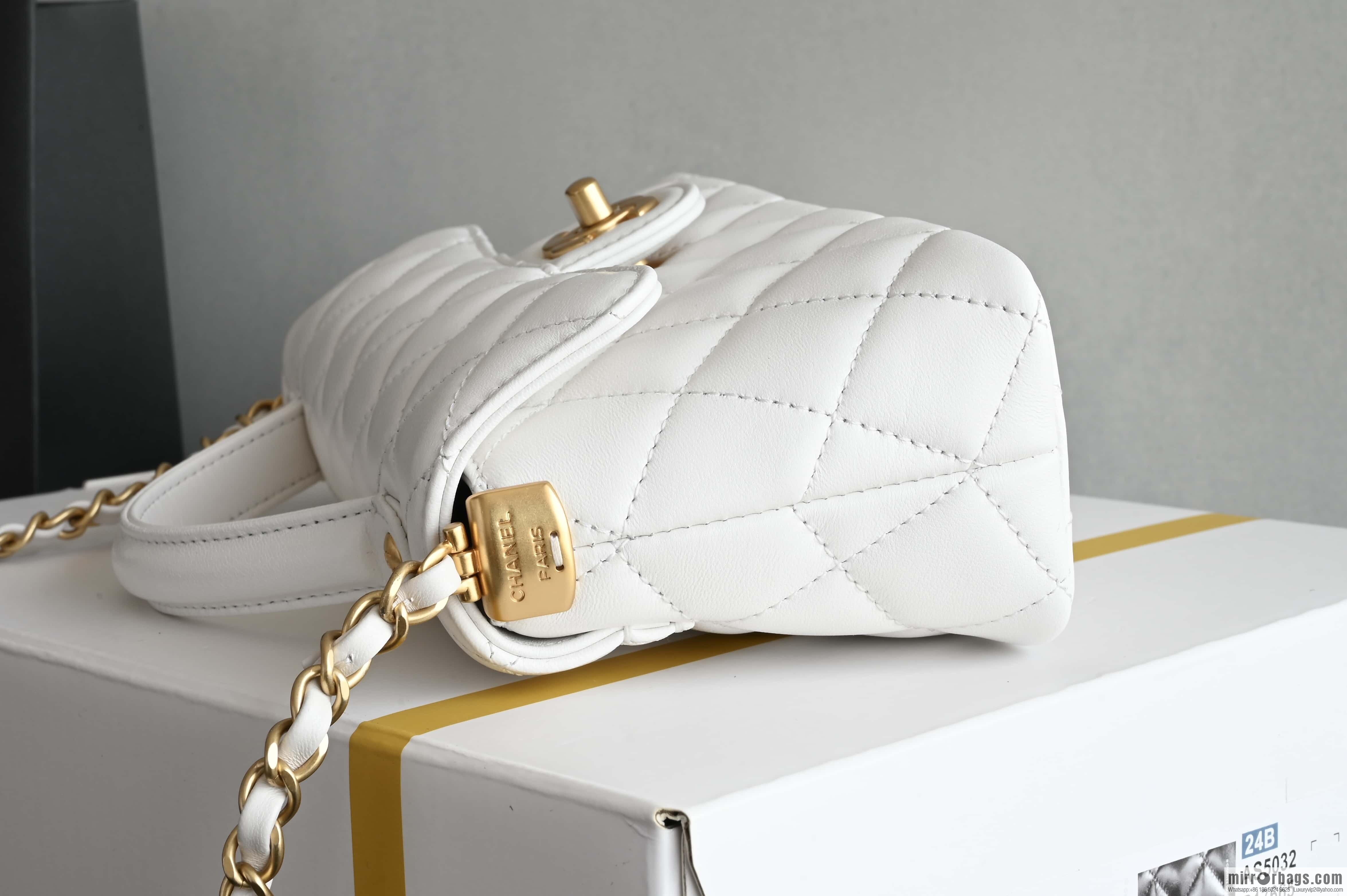 CHANEL 25P Handle Kelly Horizontal S AS5354 White