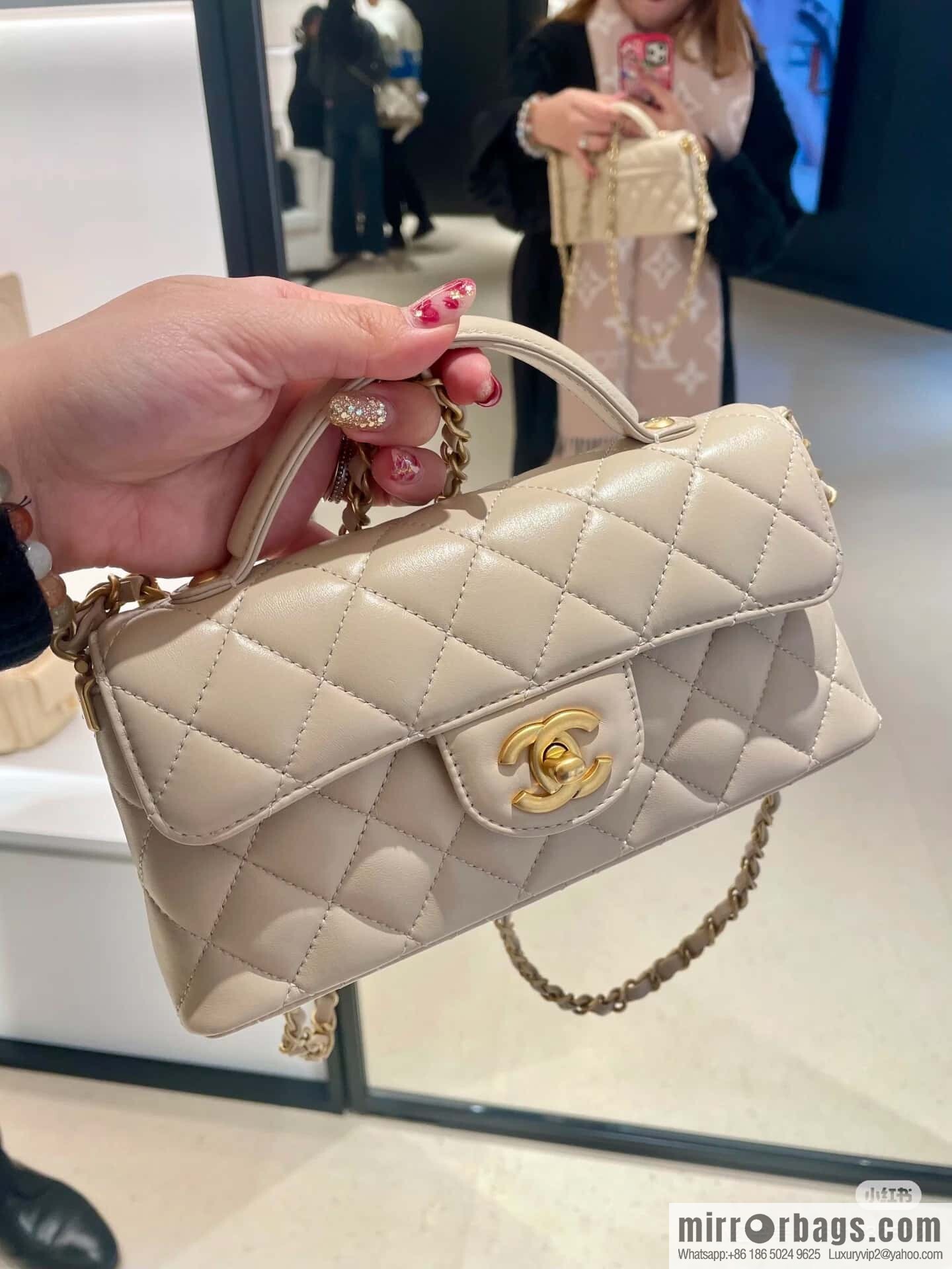 CHANEL 25P Handle Kelly Horizontal Small AS5354 Apricot