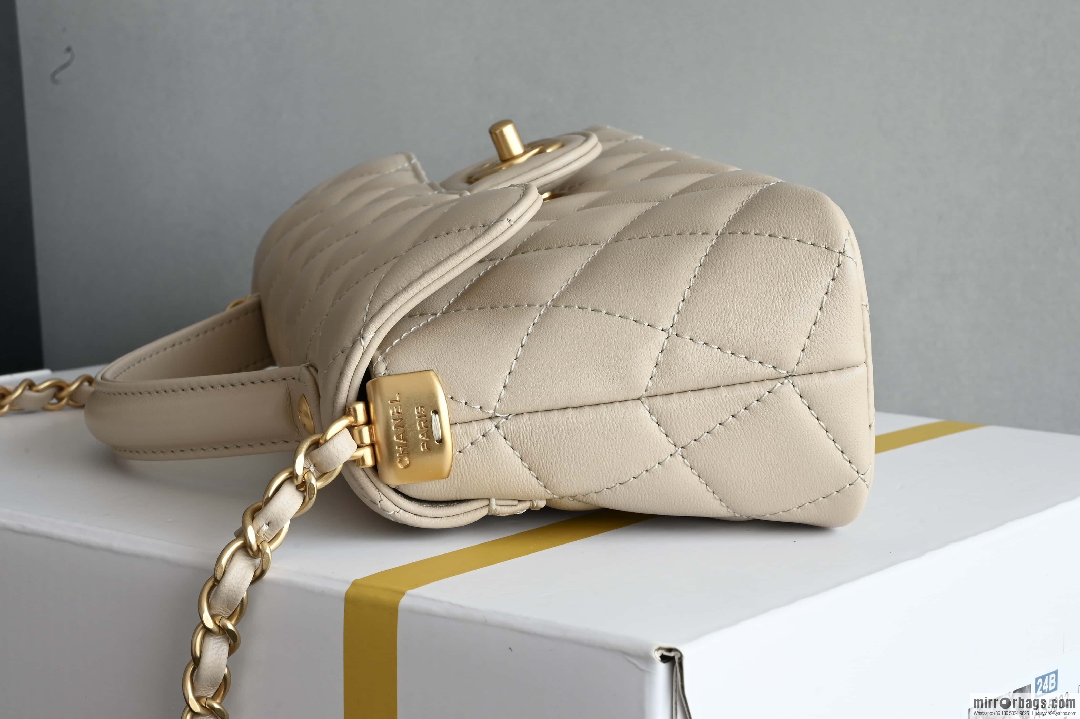 CHANEL 25P Handle Kelly Horizontal Small AS5354 Apricot