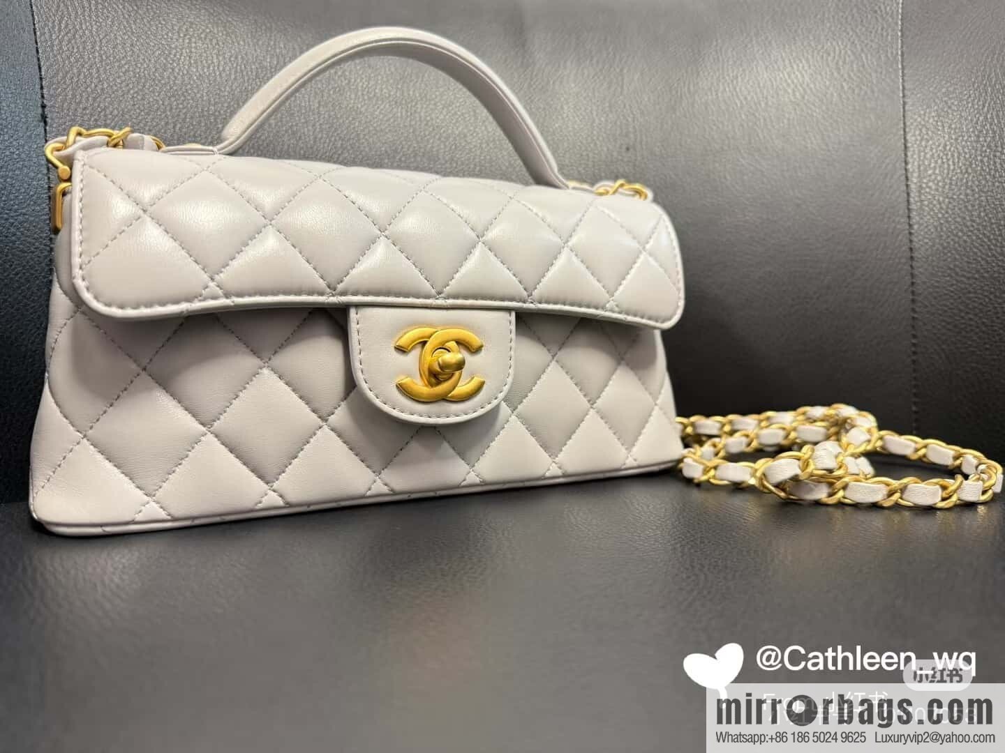 CHANEL 25P Handle Kelly Horizontal S AS5354 Grey