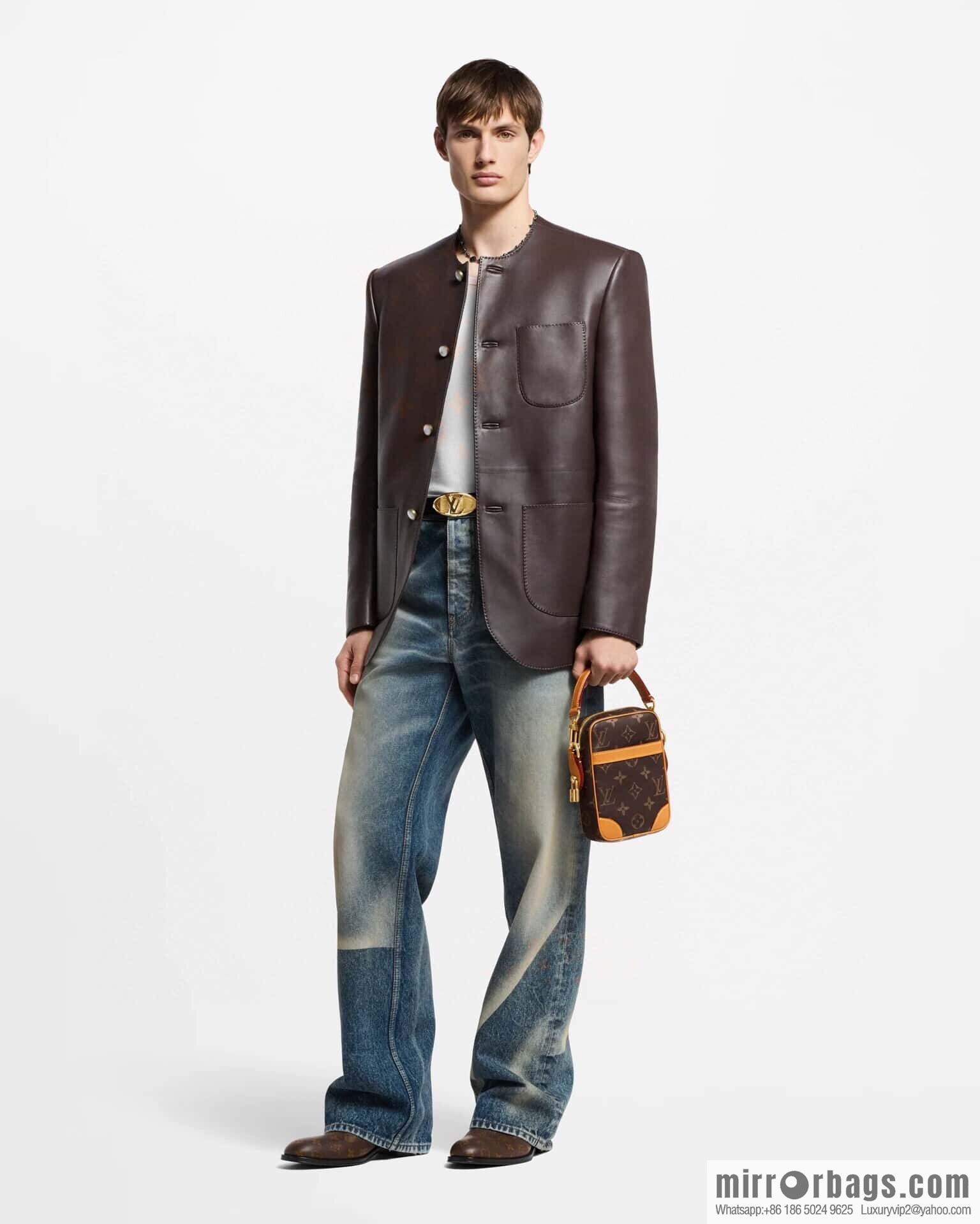 [Boutique‑grade] M14058 presbyopia yellow leather, mini men's bag messenger bag TROCADÉRO mini handbag
