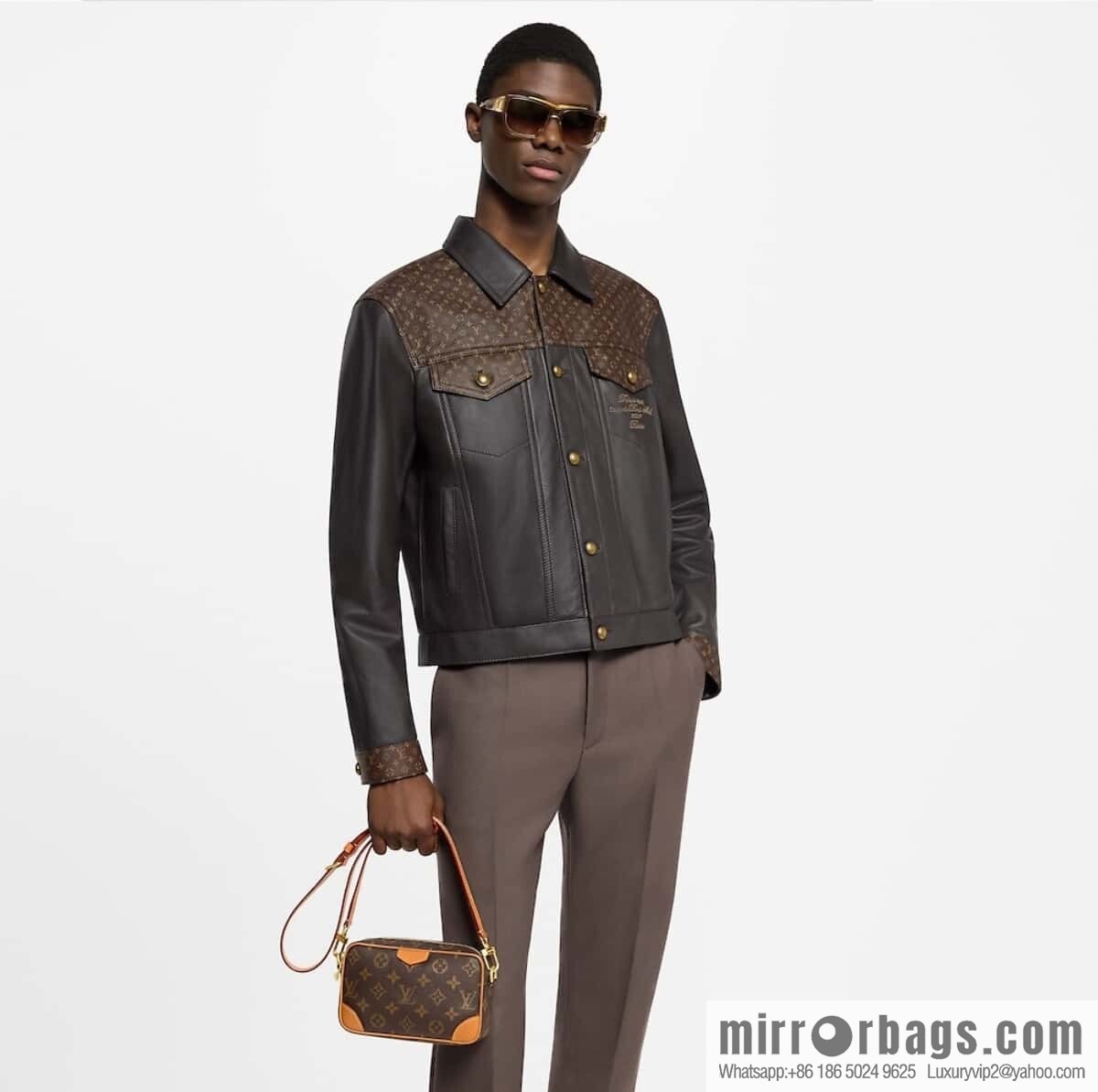[Boutique‑grade] M14058 presbyopia yellow leather, mini men's bag messenger bag TROCADÉRO mini handbag