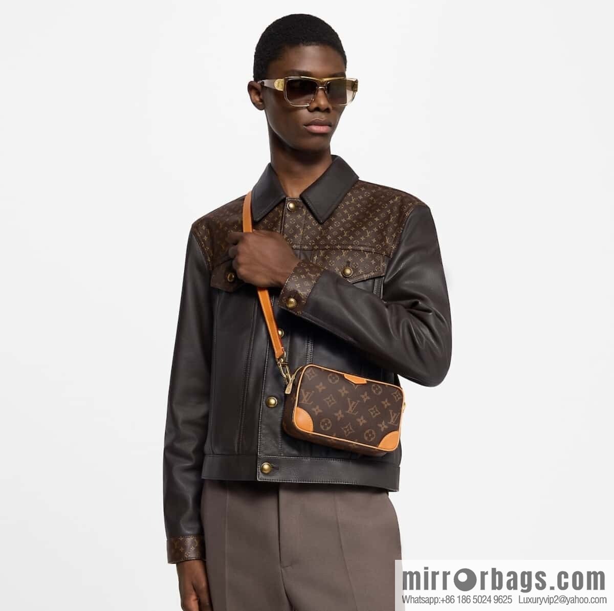 [Boutique‑grade] M14058 presbyopia yellow leather, mini men's bag messenger bag TROCADÉRO mini handbag
