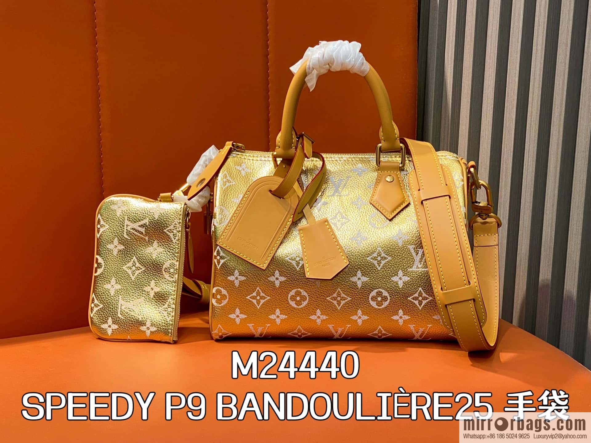 [Original order boutique] M24440 gold, full leather speedy pillow bag SPEEDY P9 BANDOULIZRE25 handbag