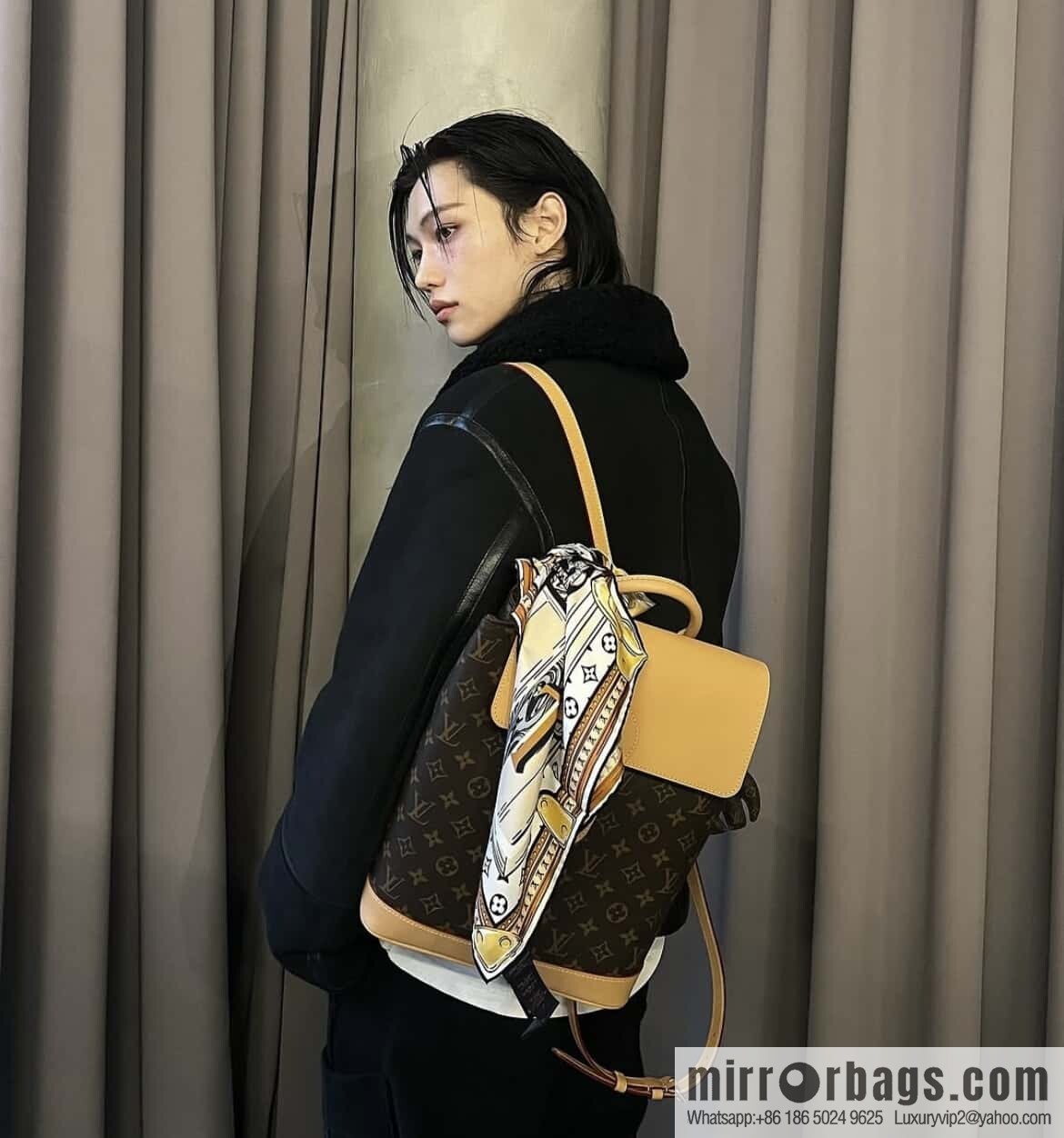 [Boutique‑grade] M14653 presbyopia yellow leather, backpack SOHO backpack