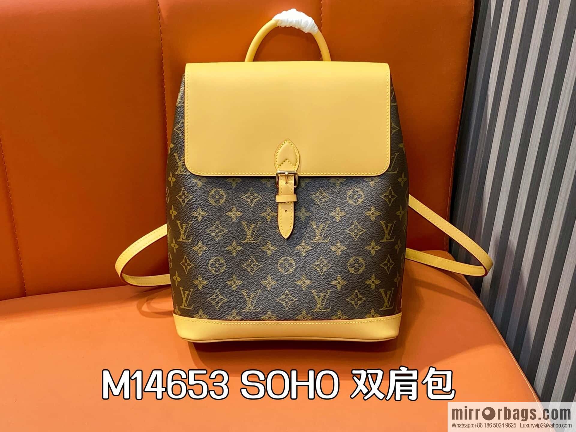 [Original order boutique] M14653 presbyopia yellow leather, backpack SOHO backpack