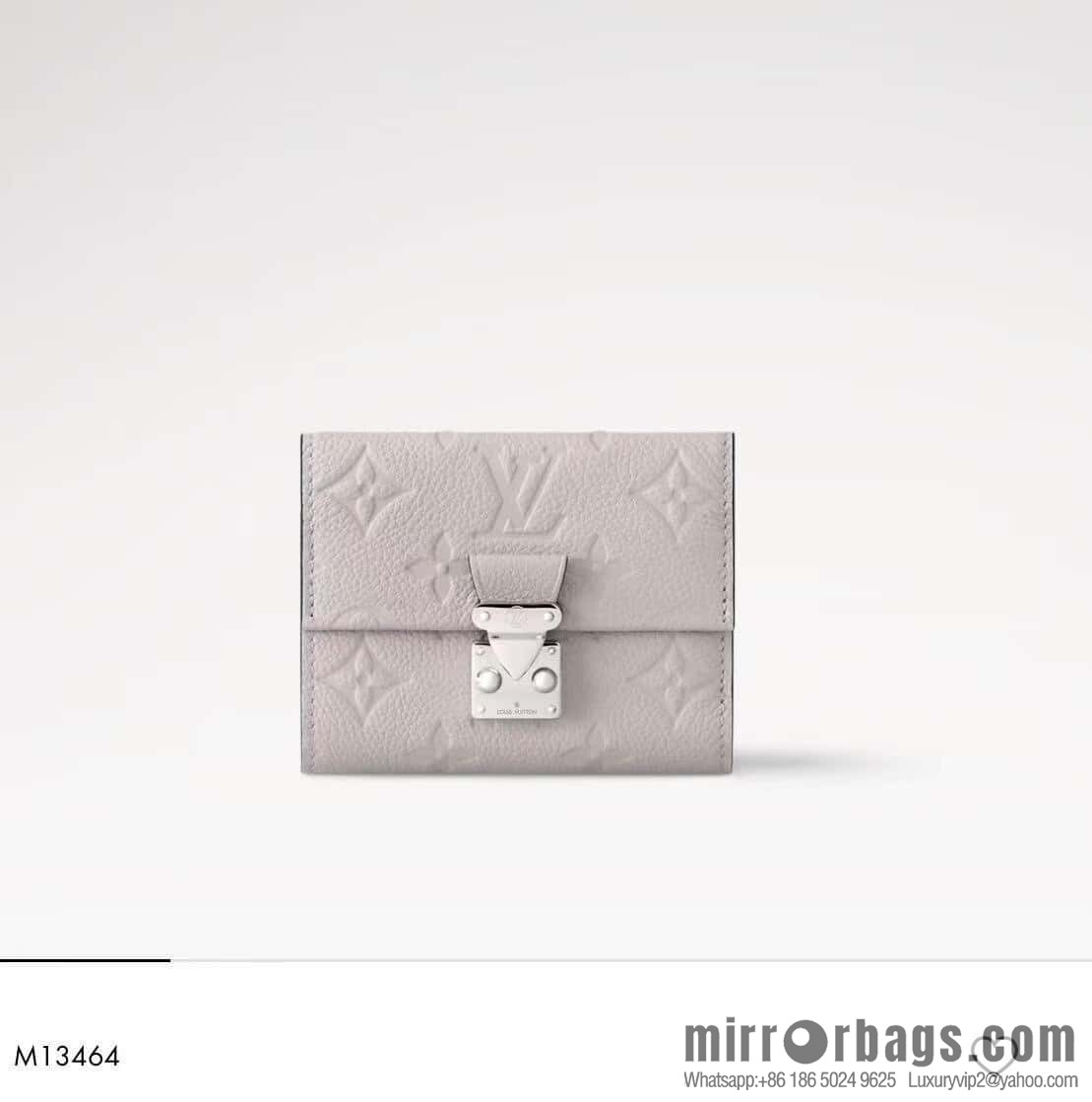 [Boutique‑grade] M13464 light gray full leather embossed, three fold wallet Pochette Metis Compact wallet