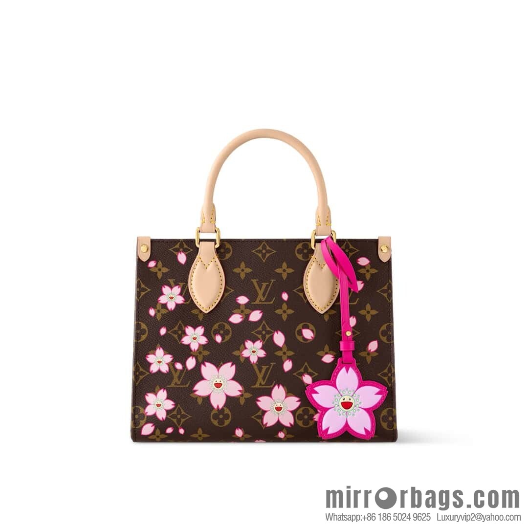 [Boutique‑grade] M13269 presbyopia, cherry blossom/Murakami Takashi, square bag OnTheGo small handbag