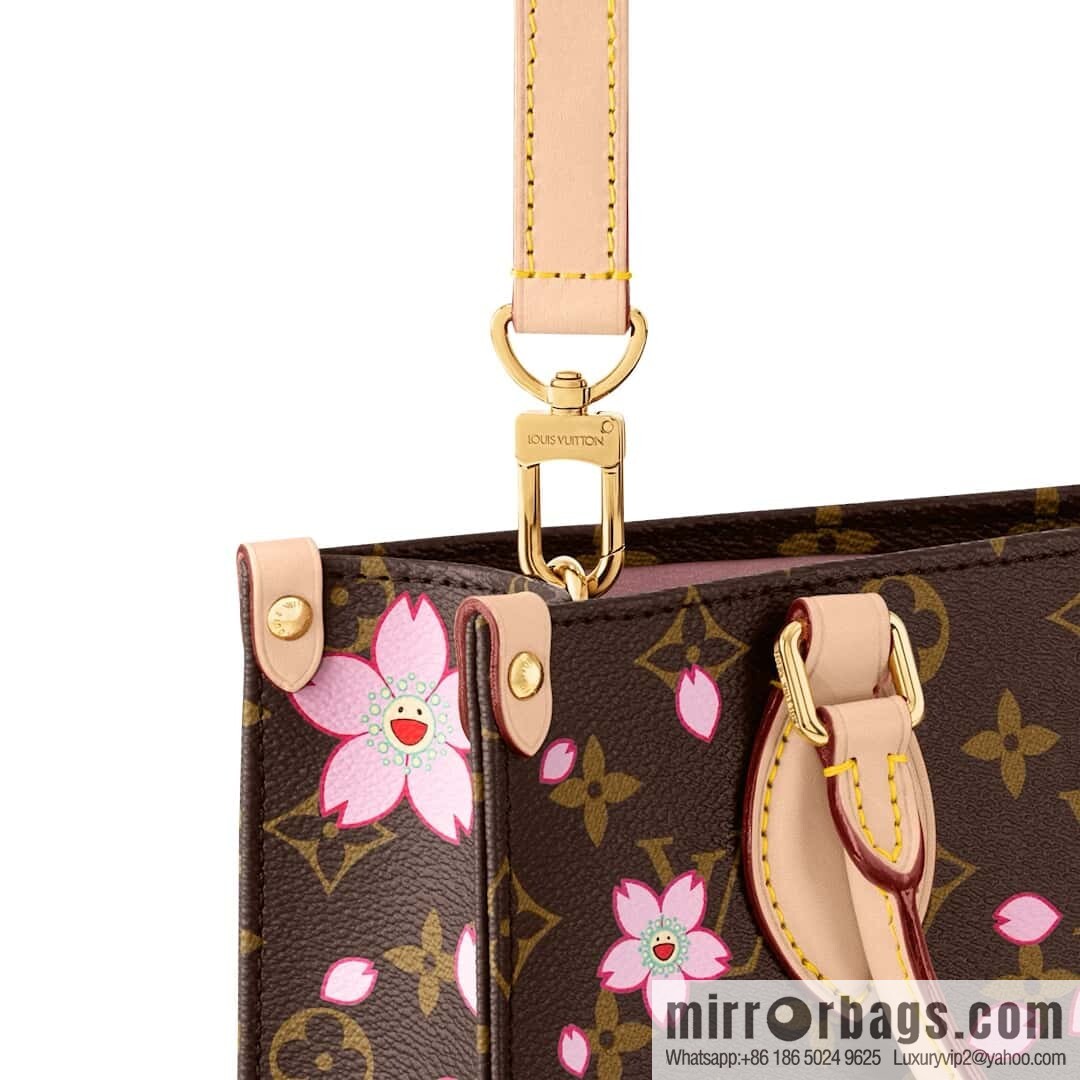 [Boutique‑grade] M13269 presbyopia, cherry blossom/Murakami Takashi, square bag OnTheGo small handbag