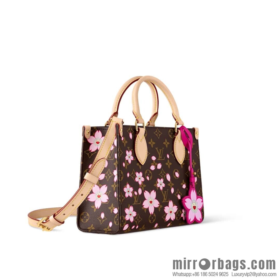 [Boutique‑grade] M13269 presbyopia, cherry blossom/Murakami Takashi, square bag OnTheGo small handbag