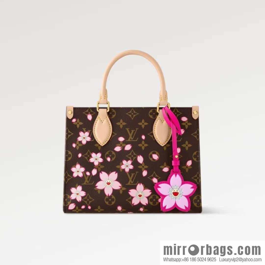 [Boutique‑grade] M13269 presbyopia, cherry blossom/Murakami Takashi, square bag OnTheGo small handbag