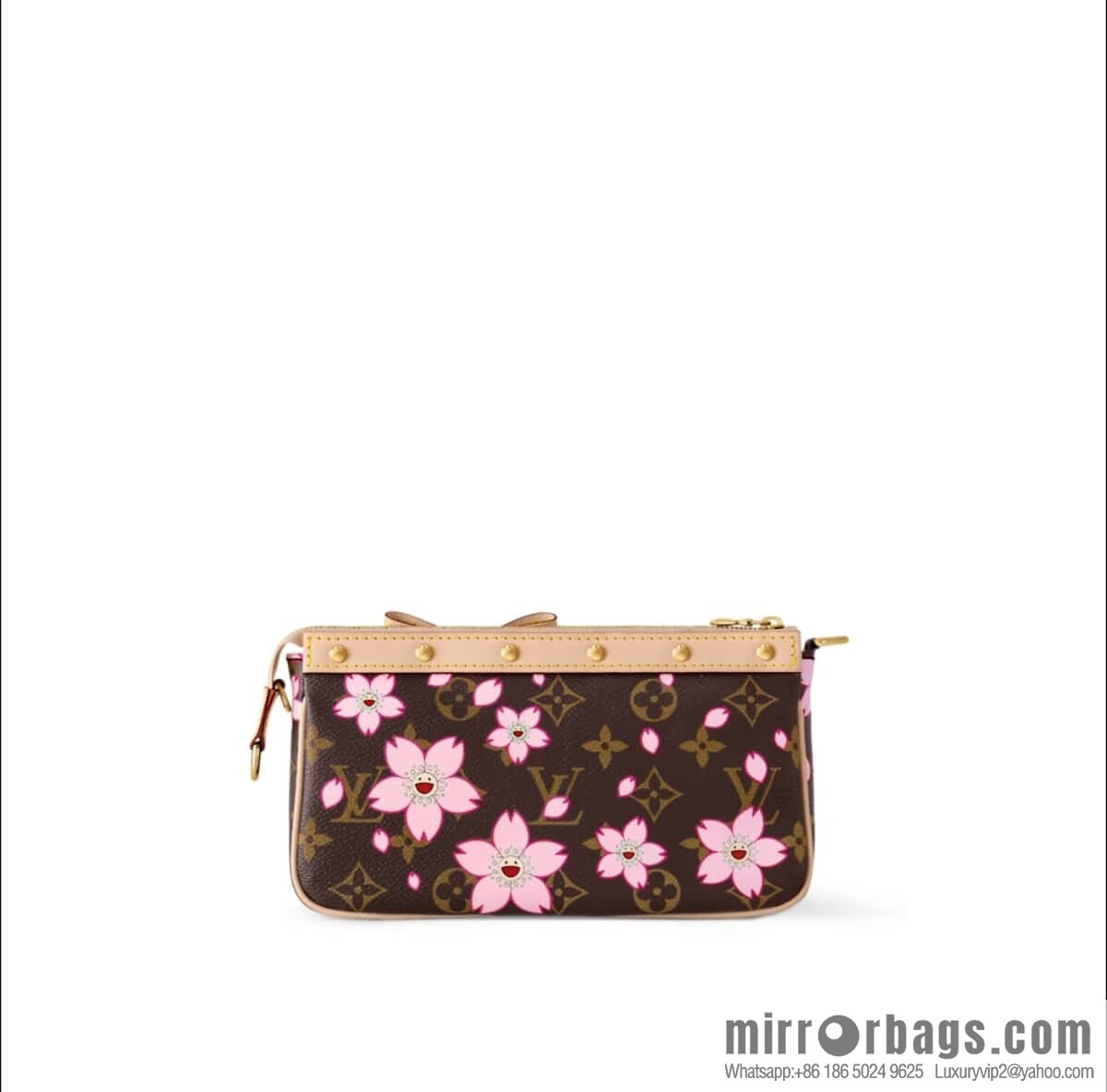 [Boutique‑grade] M13666 presbyopia, cherry blossom/Takashi Murakami, chain bag mahjong bag LVXTM POCHETTE mahjong bag