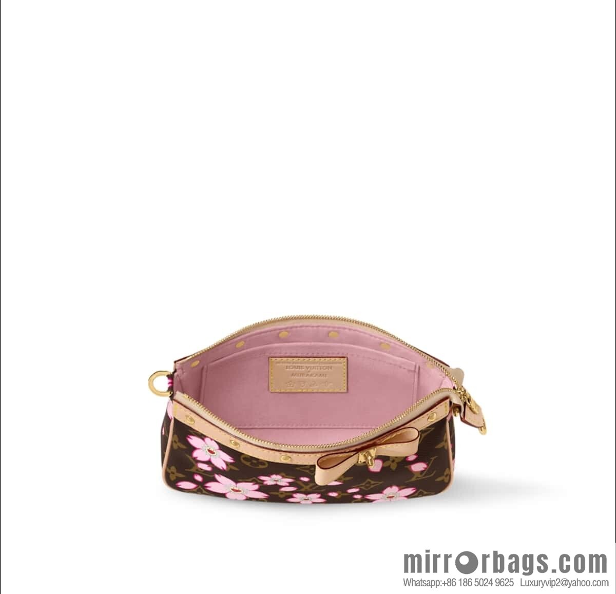 [Boutique‑grade] M13666 presbyopia, cherry blossom/Takashi Murakami, chain bag mahjong bag LVXTM POCHETTE mahjong bag