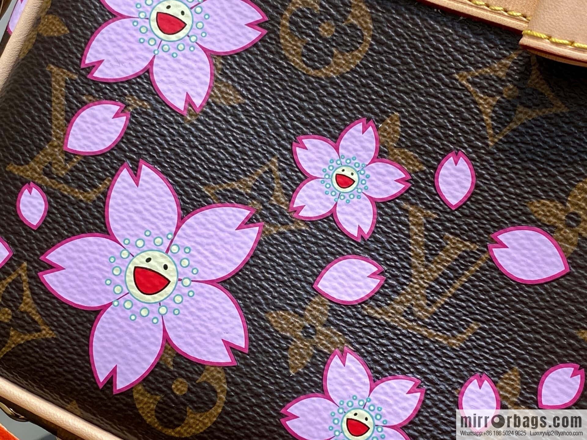 [Boutique‑grade] M13666 presbyopia, cherry blossom/Takashi Murakami, chain bag mahjong bag LVXTM POCHETTE mahjong bag