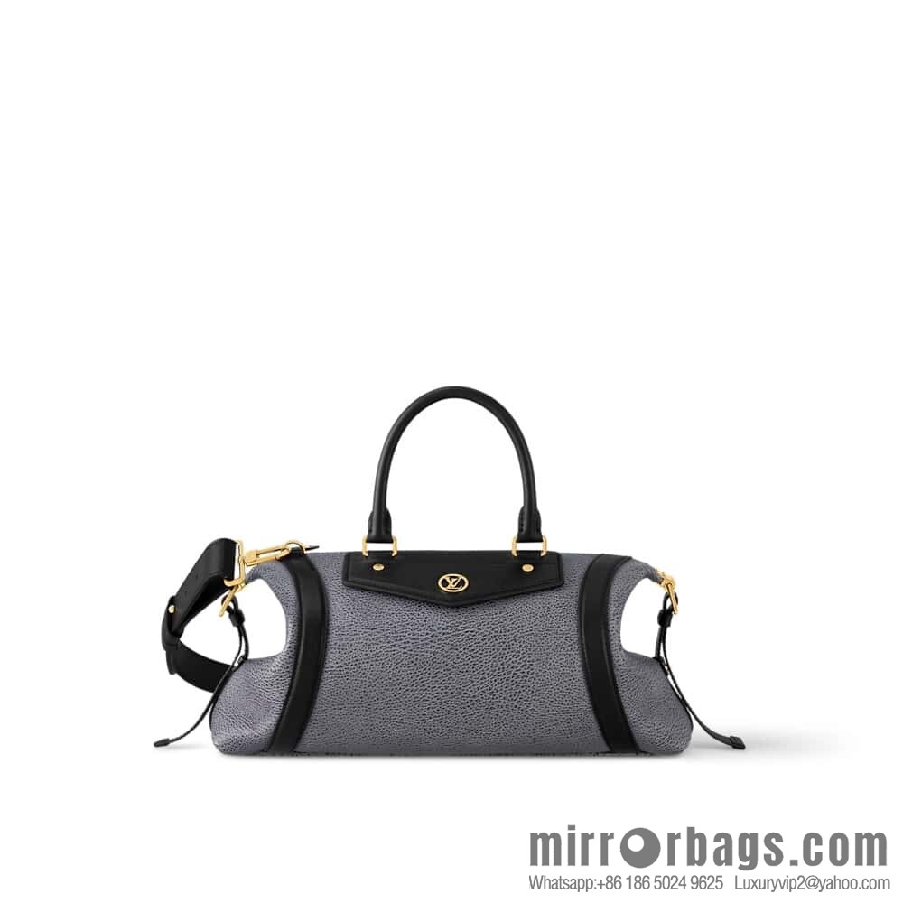 [Boutique‑grade] M14702 gray-blue, full leather locomotive bag LV Biker medium handbag, locomotive bag
