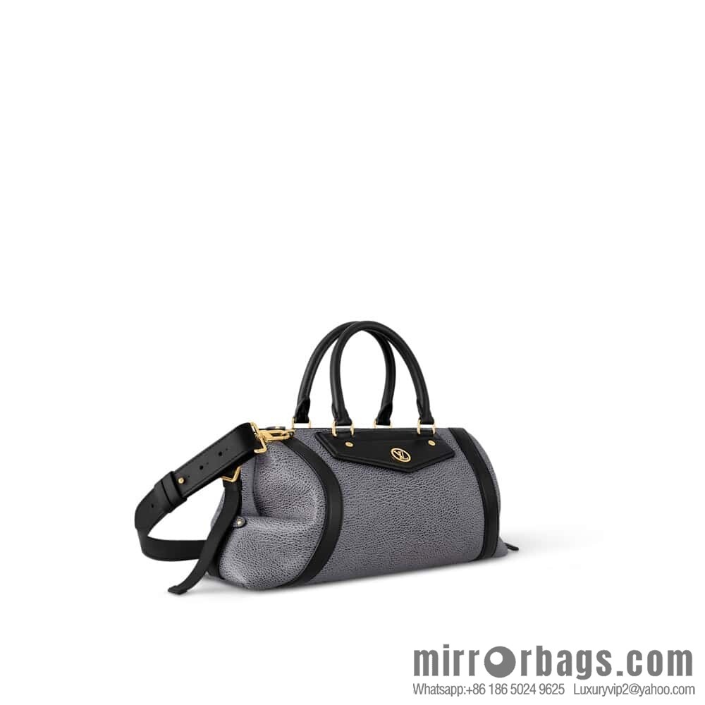 [Boutique‑grade] M14702 gray-blue, full leather locomotive bag LV Biker medium handbag, locomotive bag