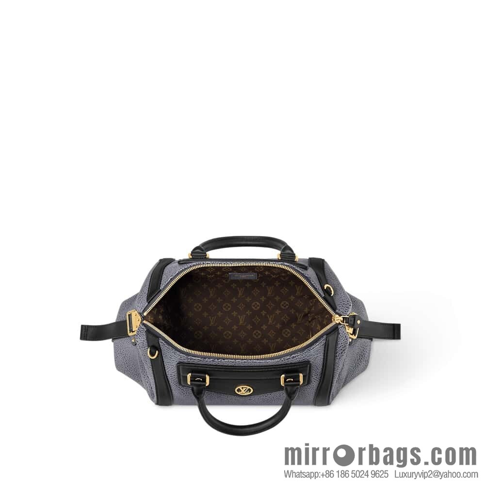[Boutique‑grade] M14702 gray-blue, full leather locomotive bag LV Biker medium handbag, locomotive bag