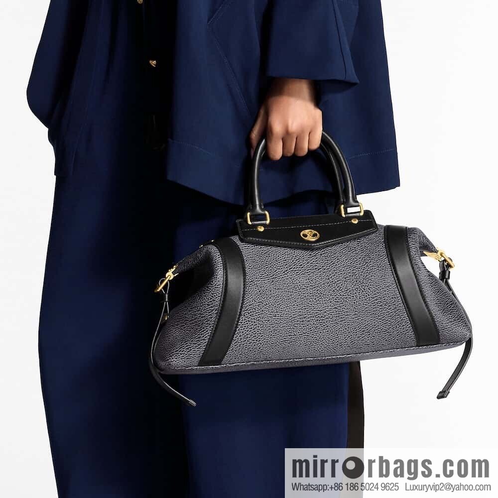 [Boutique‑grade] M14702 gray-blue, full leather locomotive bag LV Biker medium handbag, locomotive bag