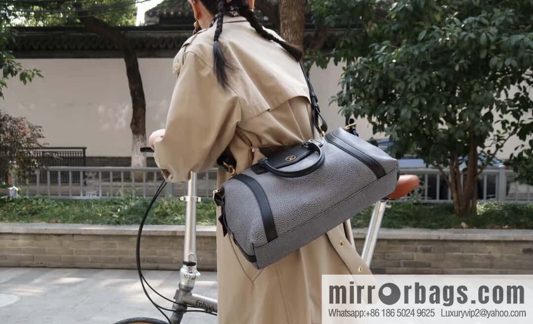 [Boutique‑grade] M14702 gray-blue, full leather locomotive bag LV Biker medium handbag, locomotive bag